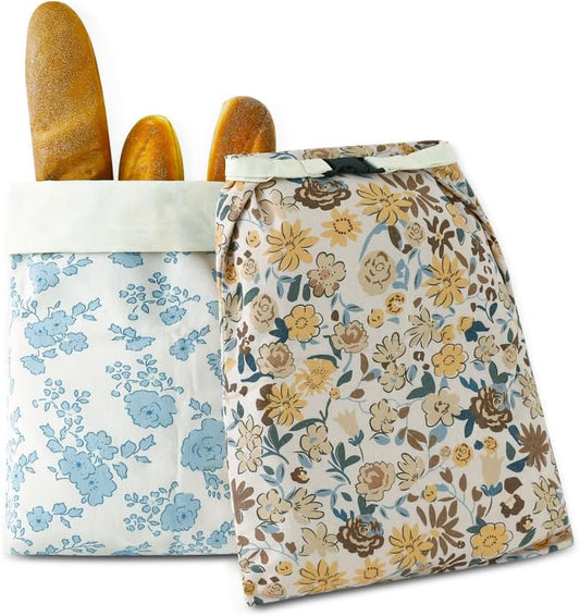 Bread Bags for Homemade bread,2 Pack Sourdough Bread Bags,Beeswax Bread Bags for Bourdough,Reusable Bread Storage