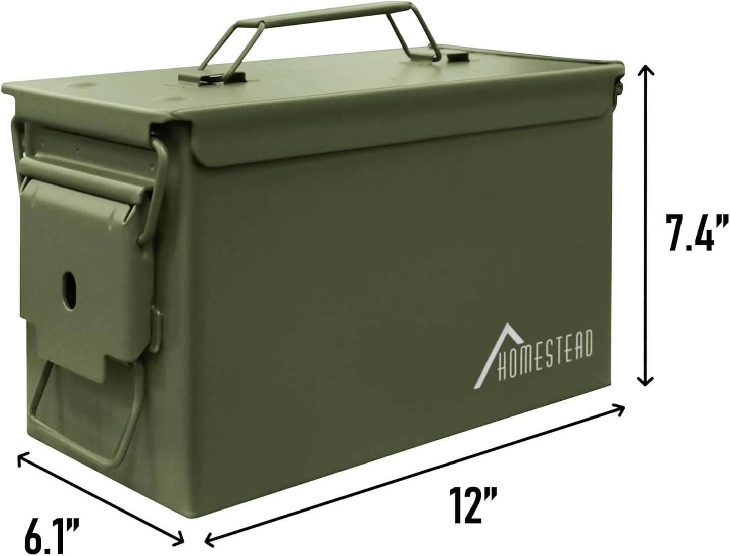 HOMESTEAD 50 Cal Metal Ammo Can – 4 Pack M2A1 Military Steel Ammo Storage Box, Airtight and Water-Resistant Ammunition, Green Color