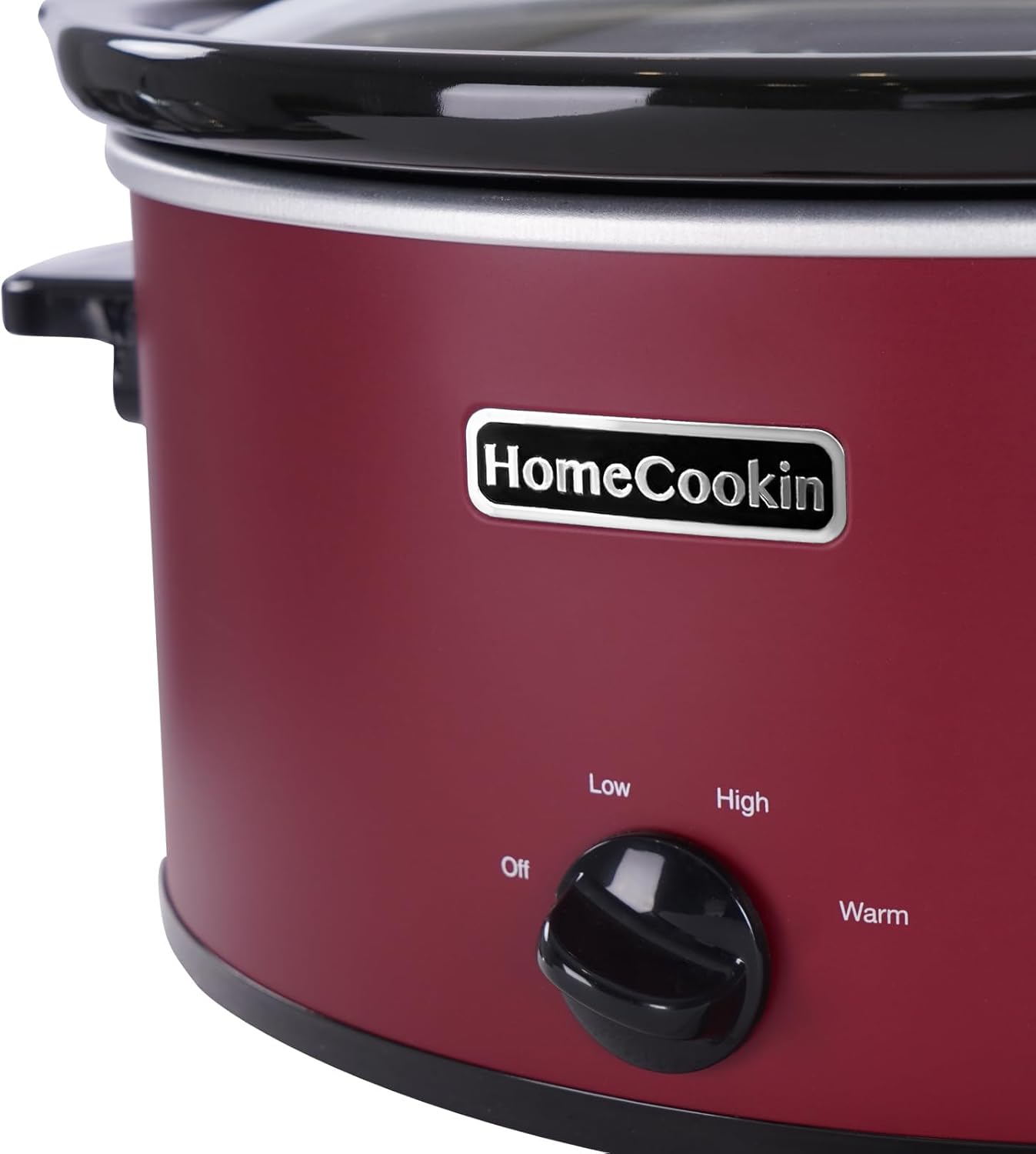 HOMECOOKIN 6 Quart Slow Cooker Oval Manual Pot Food Warmer with 3 Cooking Settings, Red Stainless Steel