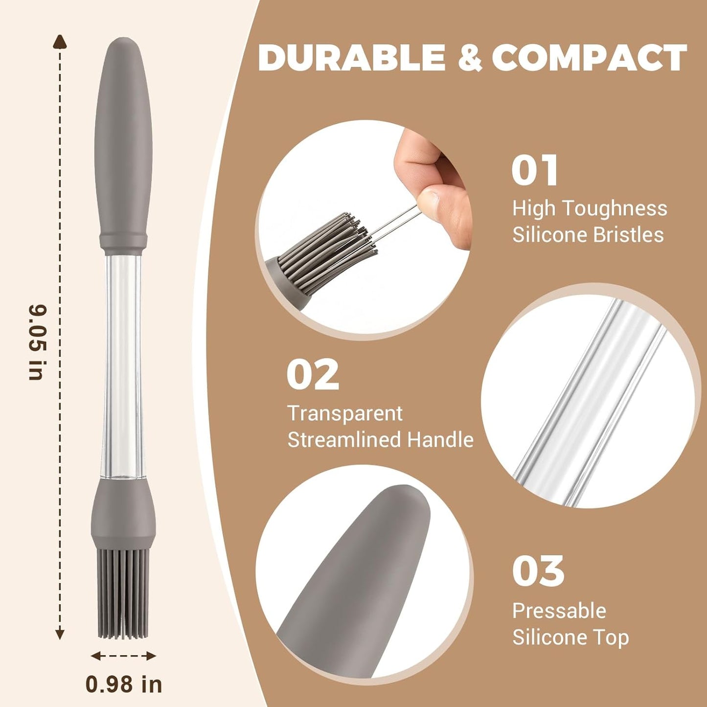 4Pack Basting Brush for Cooking,Heat Resistant Silicone Pastry Brushes,Spread Oil Sauce Butter Food Brush for Cooking/BBQ/Baking,Grilling Tool Kitchen Gadget Home Outdoor Use