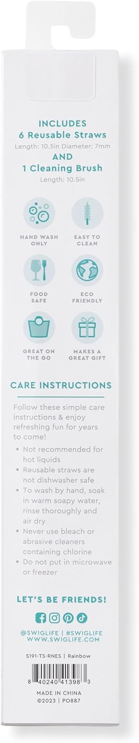 Swig Life Reusable Straws Red, White & Blue Glitter Tall Straw Set & Cleaning Brush, Each Straw is 10.25 inch Long (Fits Swig Life 20oz Tumblers, 22oz, and 32oz Tumblers)