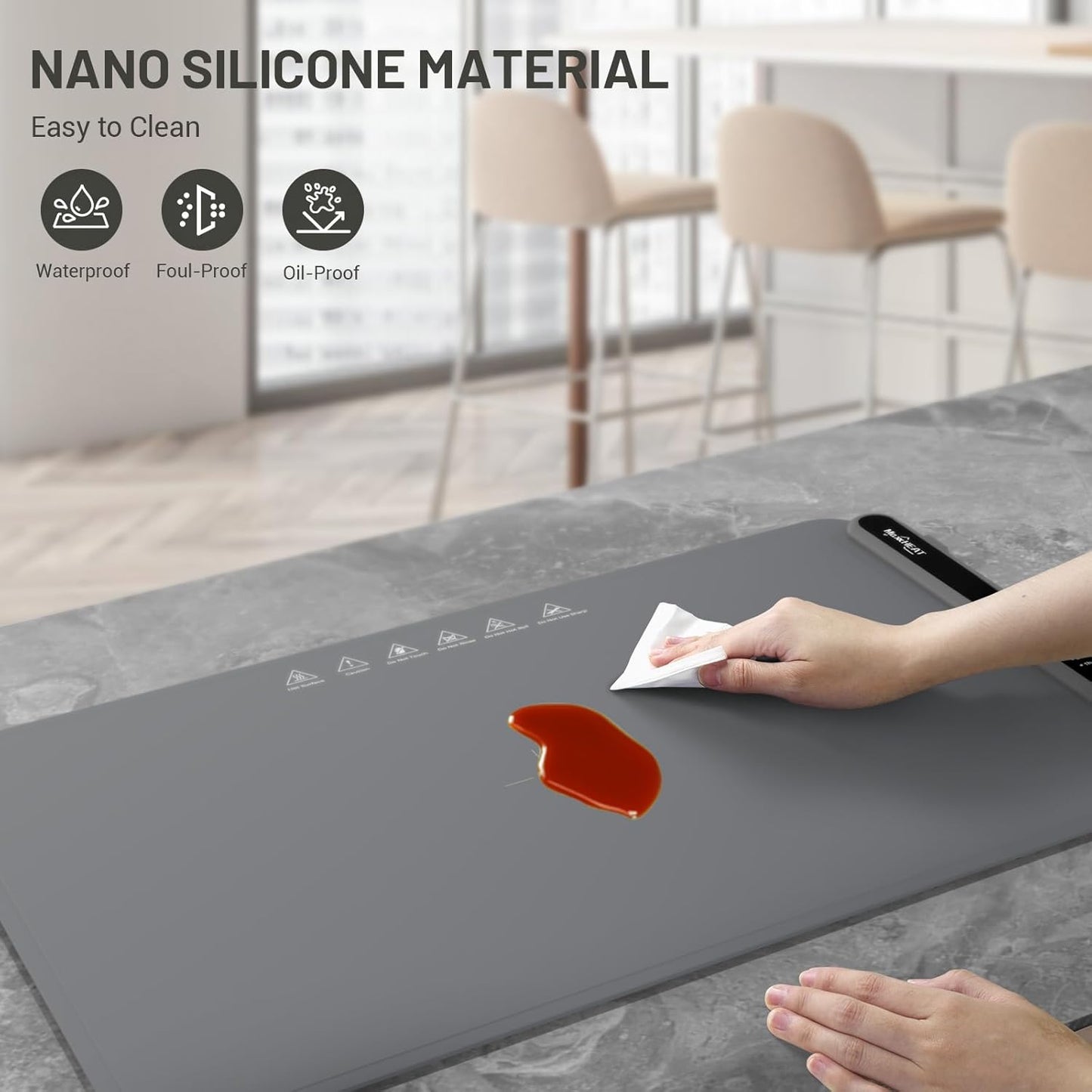 Food Warming Mat, Food Warming Mats for Countertop, Portable Electric Warming Tray for Parties Buffet with 3 Temp & 4 Hours Timer Setting, for Parties, Gatherings, Everyday Use