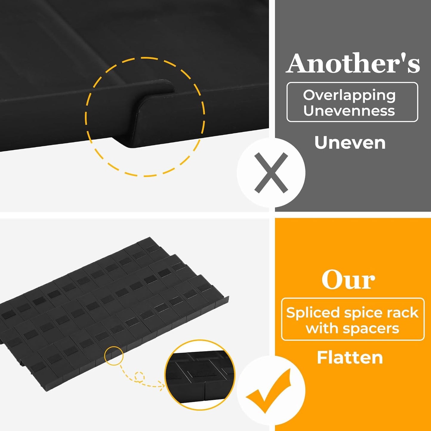 Famhap Spice Drawer Organizer, 12PCS Interlocking Expandable Seasoning Rack Tray Insert for Kitchen Drawers, Spice Rack Drawer for Spice Jars