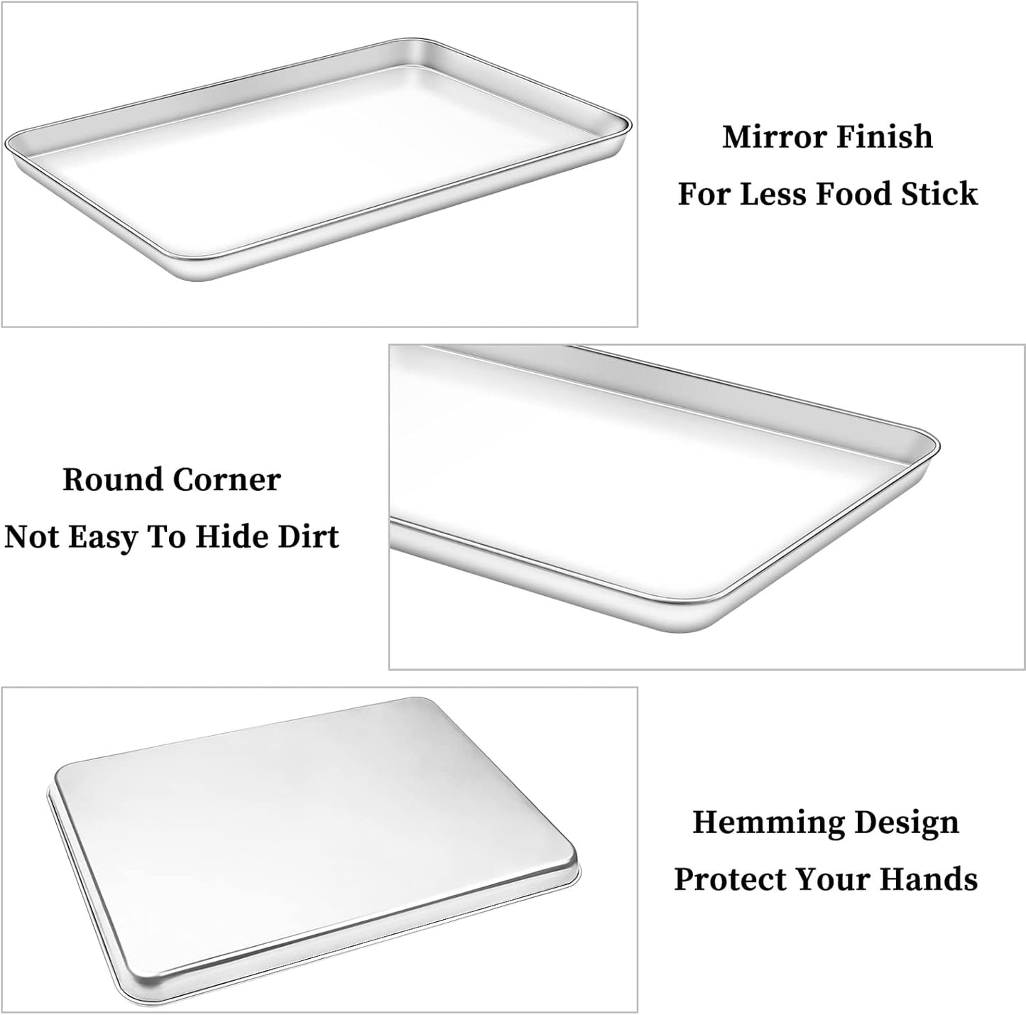 Deedro Baking Sheet with Rack Set [2 Sheets + 2 Racks], Stainless Steel Cookie Half Sheets Baking Pan Oven Tray with Cooling Rack, 17.32 x 12.28 x 1 Inch, Heavy Duty, Non-toxic, Easy Clean