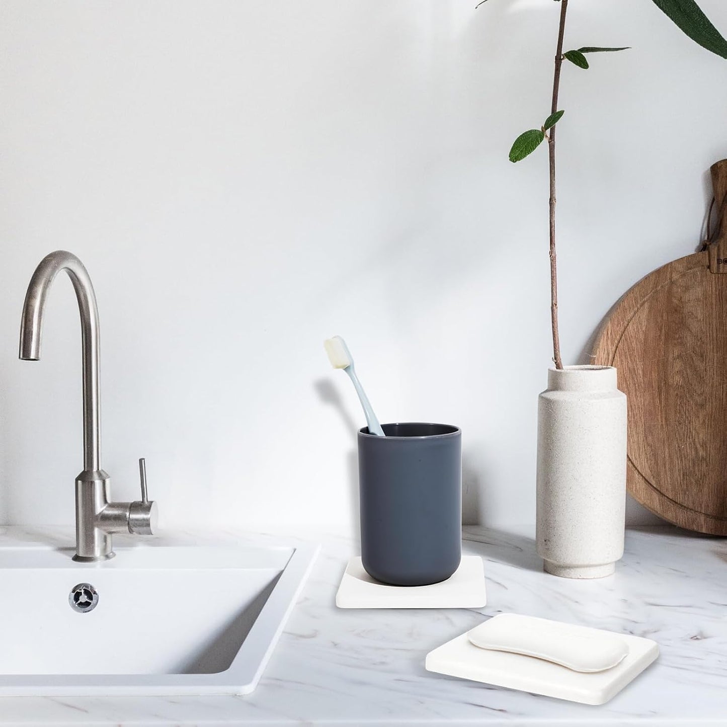 6 Pieces Water Absorbent Diatomite Coasters, Diatomaceous Earth Kitchen Soap Dish Bathroom Trays Water Absorbing Stone Tray for Sink Used for Hand Soaps Drinks Bottles