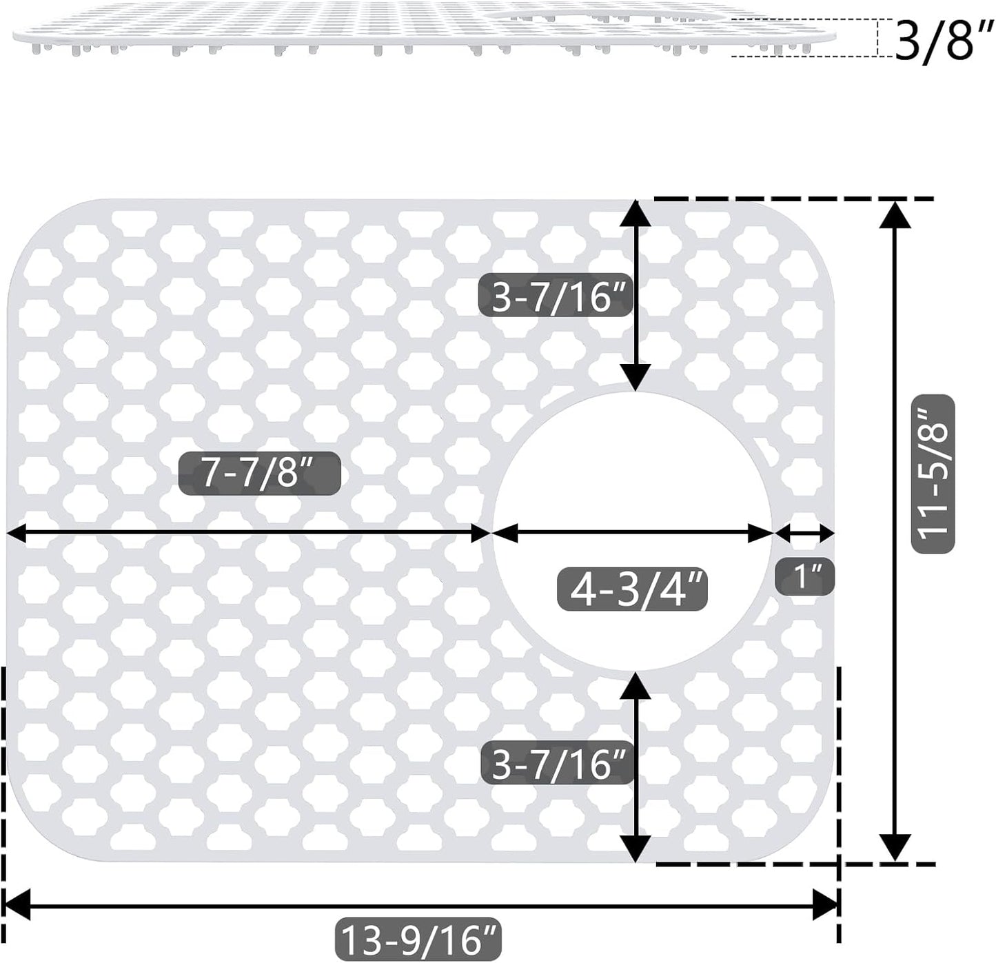 2 Pack Silicone Sink Protector for Kitchen Sink Bathroom, 13.58" x 11.6" Heat-resistant Sink Mat Non-Slip and Durable Silicone Protectors, Rear Drain, White