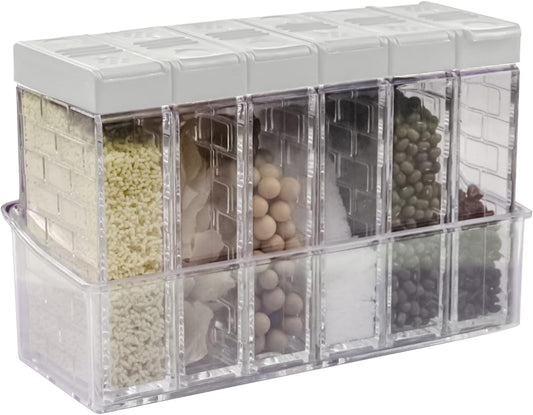 6 Pcs Spice Shaker Jars, Salt and Pepper Shakers, Plastic Spice Dispenser, Salt Shakers, Seasoning Shaker Box, Condiment Set, spice containers (White)