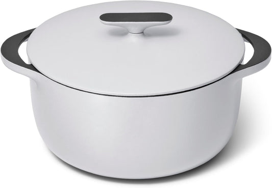 Caraway Enameled Dutch Oven - 6.5 qt Cast Iron Dutch Oven With Lid - 3 Layer Enamel Coating - No Seasoning Required - Compatible With All Stovetops - Oven Safe - No Forever Chemicals - Gray
