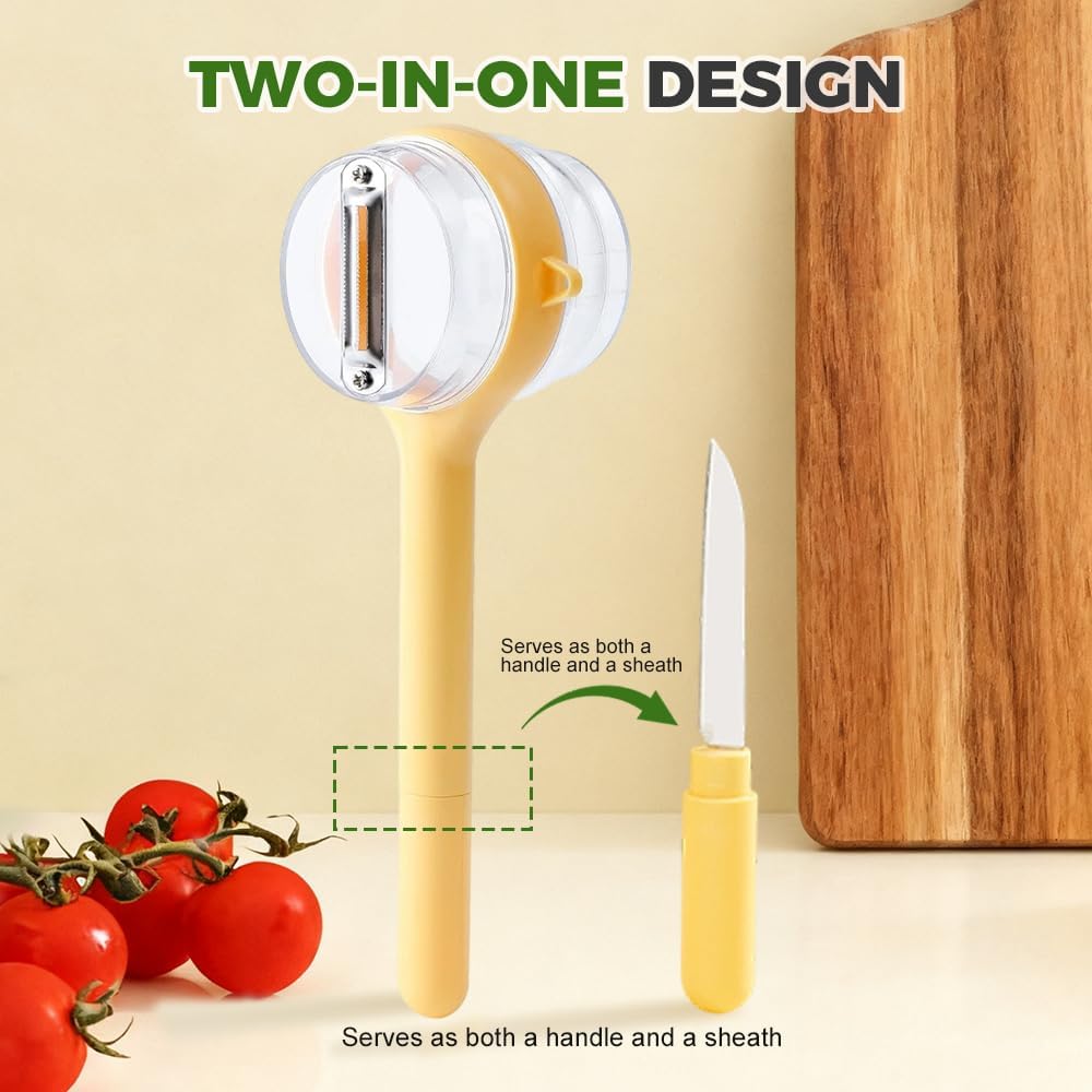 3 in 1 Peeler with Container, 2025 New Stainless Steel Peelers with Container with Handle Fruit Knife, Multifunctional Vegetable Peelers for Home Kitchen (Green)