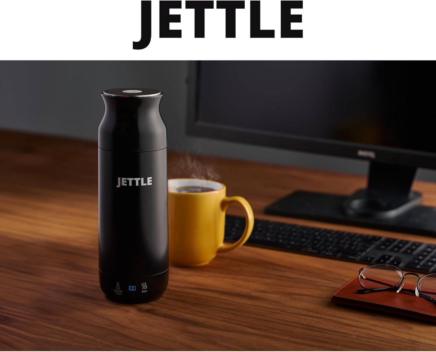 Electric Kettle - Travel Portable Heater for Coffee Tea Milk Soup - Stainless Steel Travel Water Boiler tea pot with Temperature Control - LED - Automatic Power Off - 450ml - Kitchen Appliance