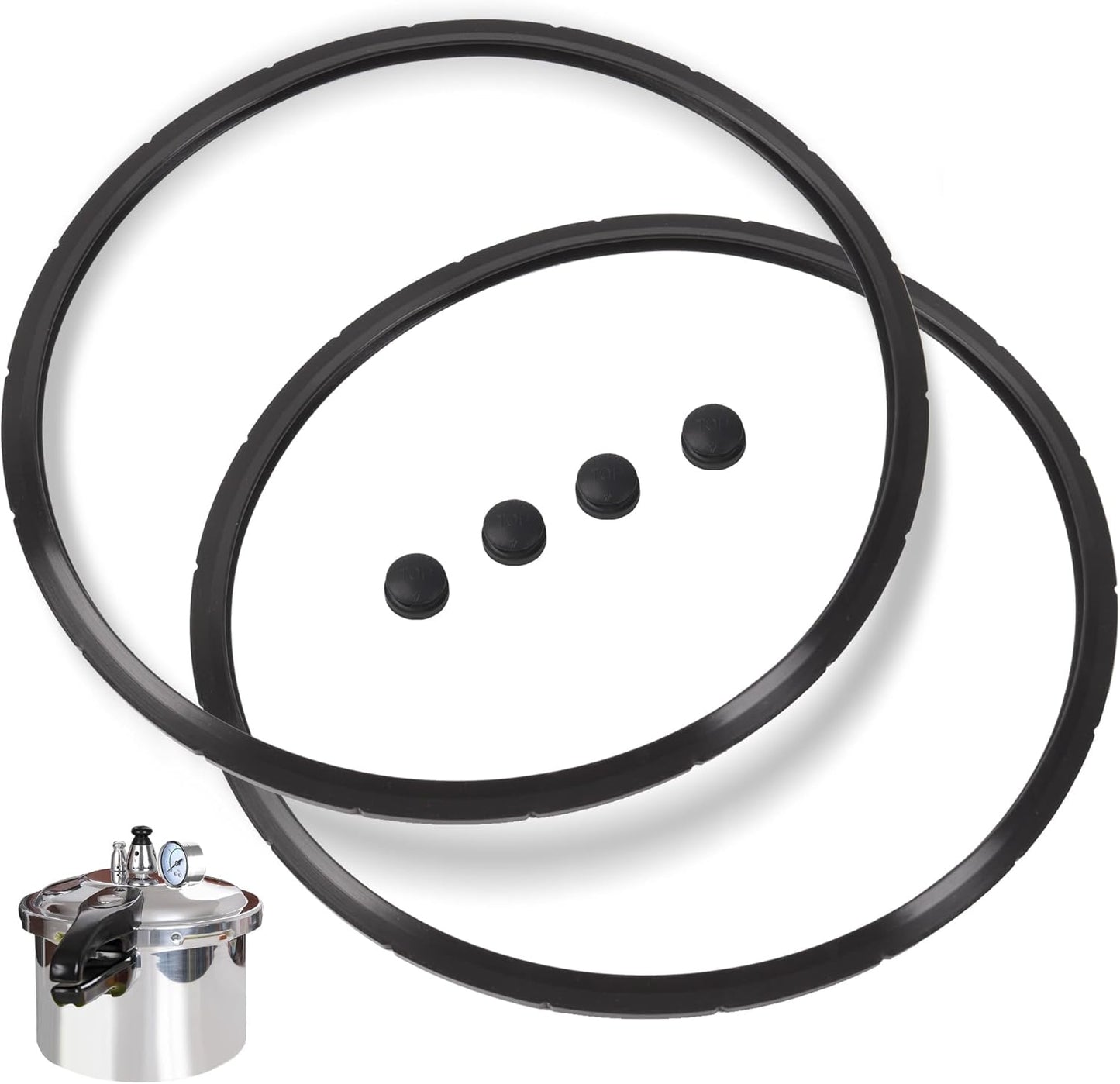 09924 Pressure Canner Sealing Ring, Overpressure Plug (2 Sets) Fit for Presto 6 and 8 Quart Pressure Cooker 0128206 0128202 0128203 0128204 0128303 0126306