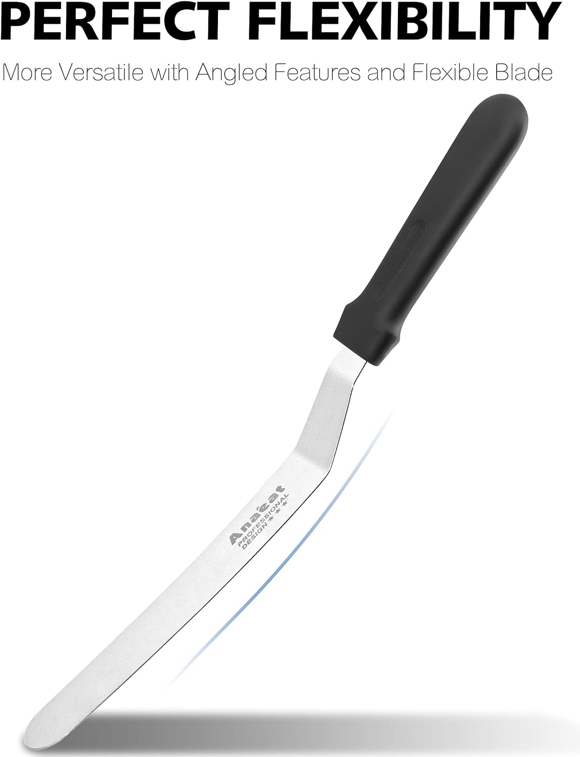 Anaeat Icing Spatulas, Set of 4 Professional Cake Angled Offset Spatula with 4", 6", 8", 10" Stainless Steel Blades - Thickened Frosting Knife with Plastic Handle for Cake Decorating, Pastry & Baking