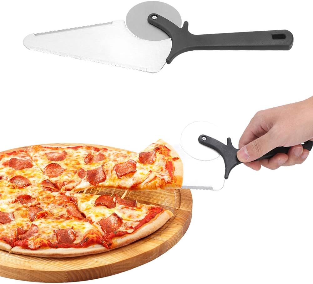 Pizza Cutter, Professional Sharp funny Classic Cutters Multifunctional Stainless Steel Pastry Pizza Wheel Cutter Shovel Spatula Tool