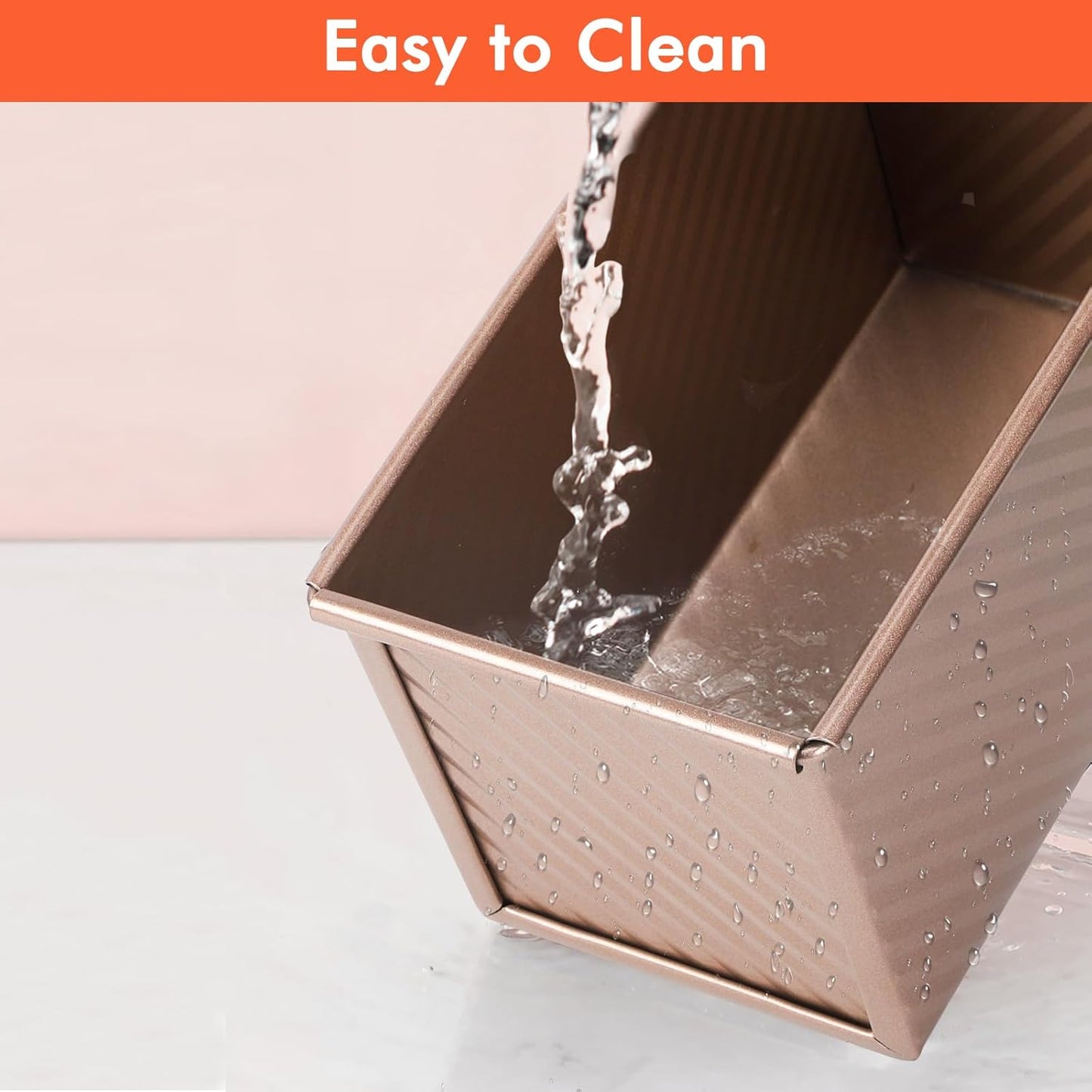 Beasea Pullman Loaf Pan with Lid, 1 Pack Non-Stick 1 lb Carbon Steel Bread Toast Box Baking Cake Mold with Cover for Homemade Bread Oven Baking - Rose Gold