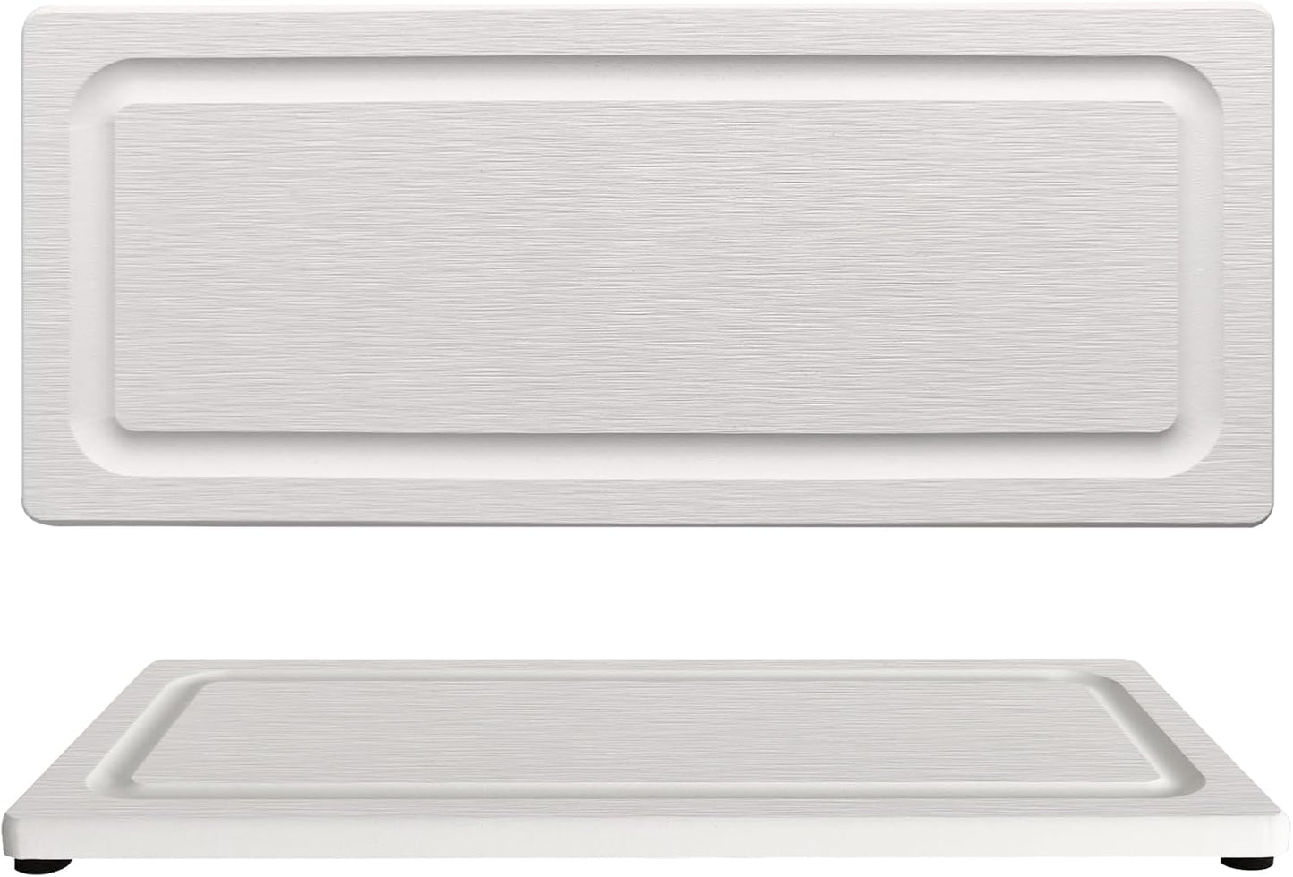 2 PCS Fast-Drying Stone Trays for Bathroom Sink & Kitchen Counter, Water Absorbing Diatomite Sink Coasters, Vanity Tray, Hand Soap Holder with Anti-Skid Pads (11" x 4.7" White)