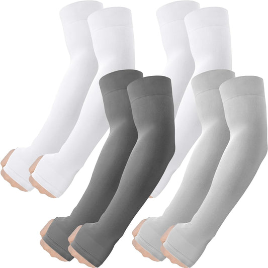 Arm Sleeves with Thumb Hole, Cooling UV Protection Compression Tattoo Cover Up for Men/Women