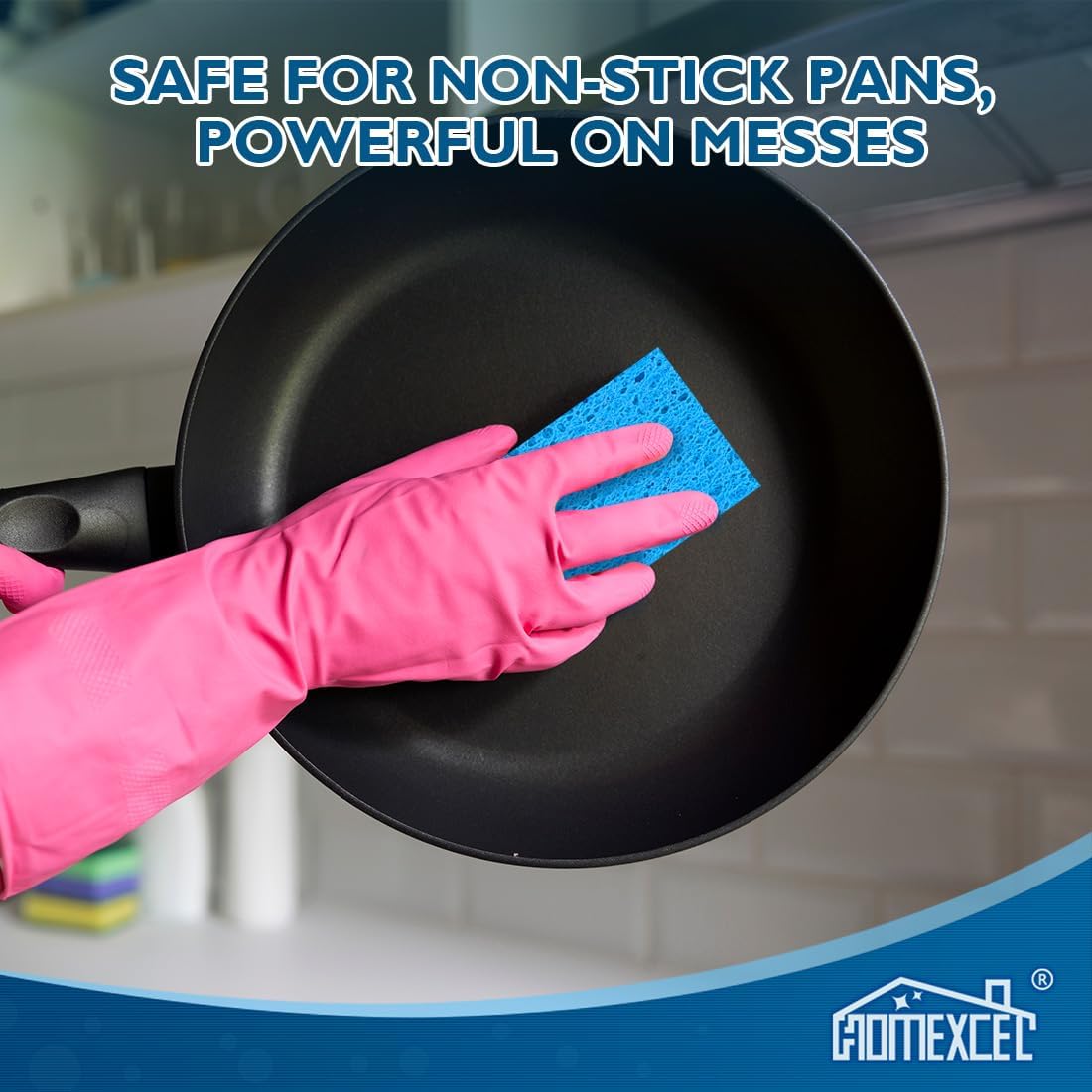 HOMEXCEL Sponges Kitchen 12pcs, Non-Scratch Sponges for Dishes, Scrub Cleaning Sponge Safe on Non-Stick Cookware, Dual Sided Dish Sponge for Kitchen, Household, Bathroom and More