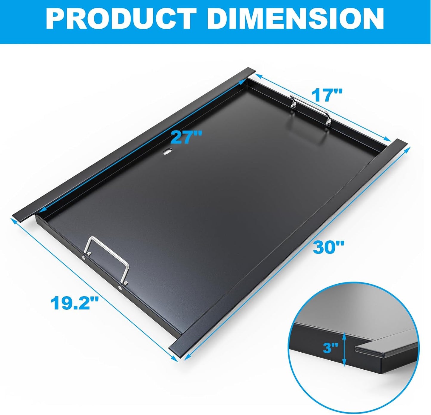 16517 Full-Size Griddle Insert for Bull 30" 4 Burner Grill Angus 47628 47629 Outlaw 26038 26039,Bull Premium Grill 18248 18249,Non-stick Carbon Steel Flat Top Cooking Plate Replacement for Bull 65073