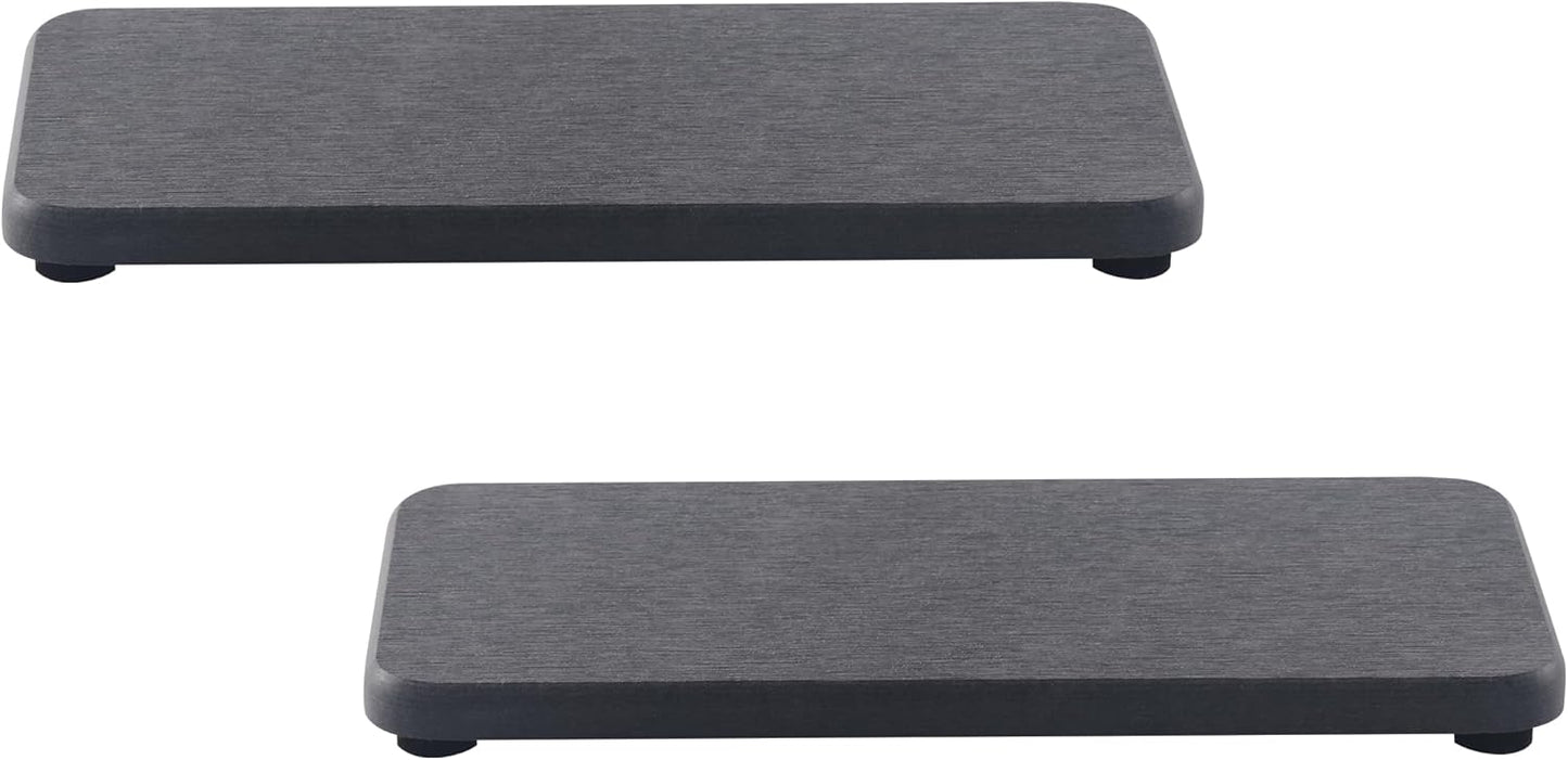 2 Pcs Water Absorbing Stone Trays, Kitchen/Bathroom Sink Soap Dish, Diatomite Tray Used for Hand Soap & Cosmetic Bottles in The Modern Home, 3.5" W x 7.1" L, Dark Gray