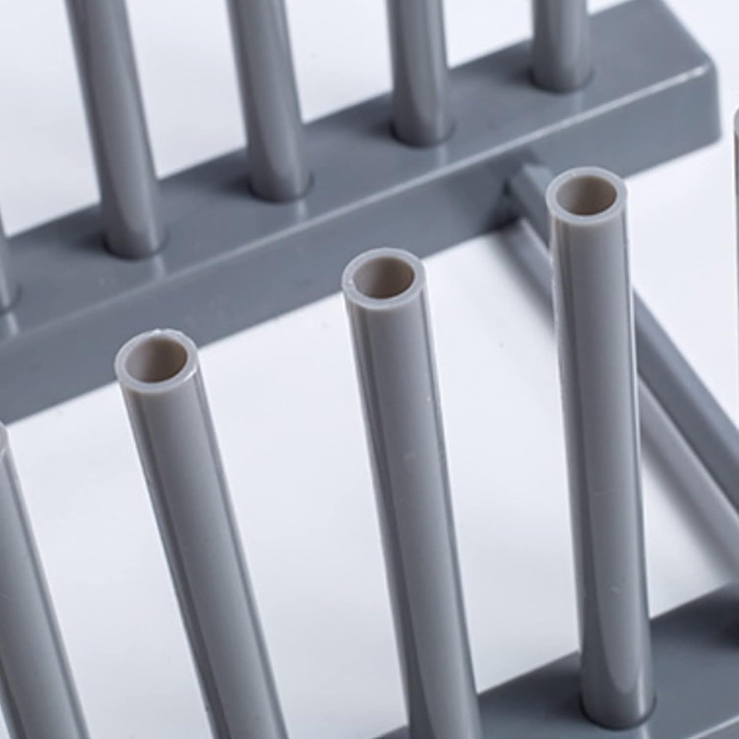 Gray Plate Racks Organizer for Cabinet, 4 Pack Plastic Plate Rack Stand Keep Dry for Dish, Bowl, Cutting Board, Bakeware, Serving Tray and More, Desk Mail Sorter Organizer 6 Slots Removable