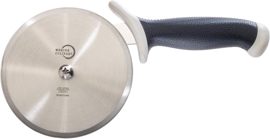 Mercer Culinary Millennia Pizza Cutter with White Handle, 5 Inch Wheel, Stainless Steel