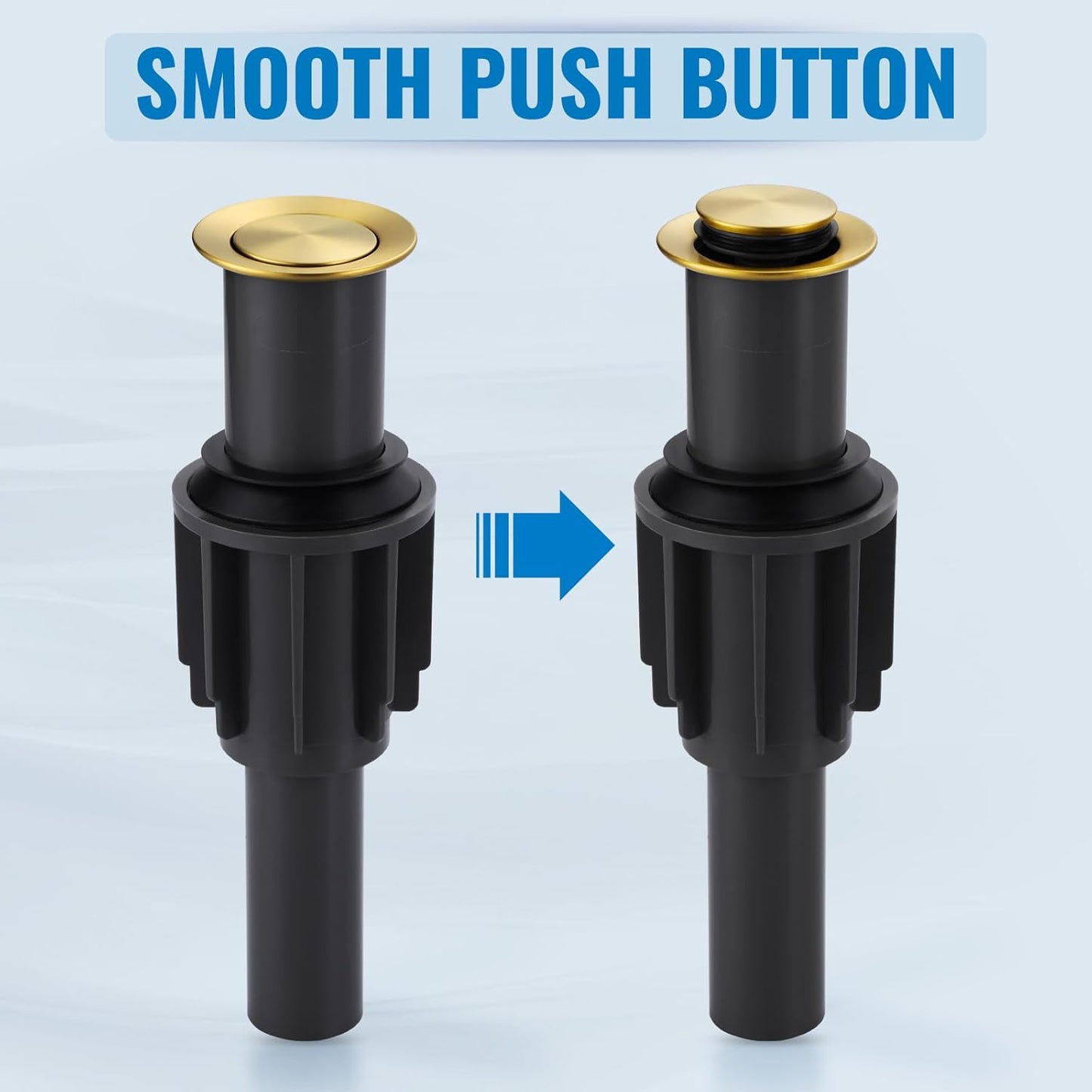 ALEASHA Pop Up Sink Drain Without Overflow, Bathroom Sink Drain Vessel Sink Stopper Pop Up Sink Drain Stopper, Pop Up Drain for Bathroom Sink Drain Strainer for Hair Catcher, Brushed Golden