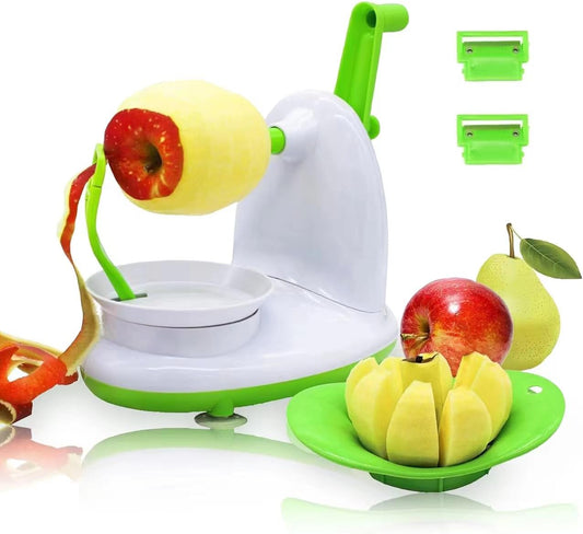 Upgraded Apple Peeler and Corer for Apple Pear Citrus Manual Rotating Kitchen Gadget Includes 2 Replacement Heads and 1 Splitter (whitish green)