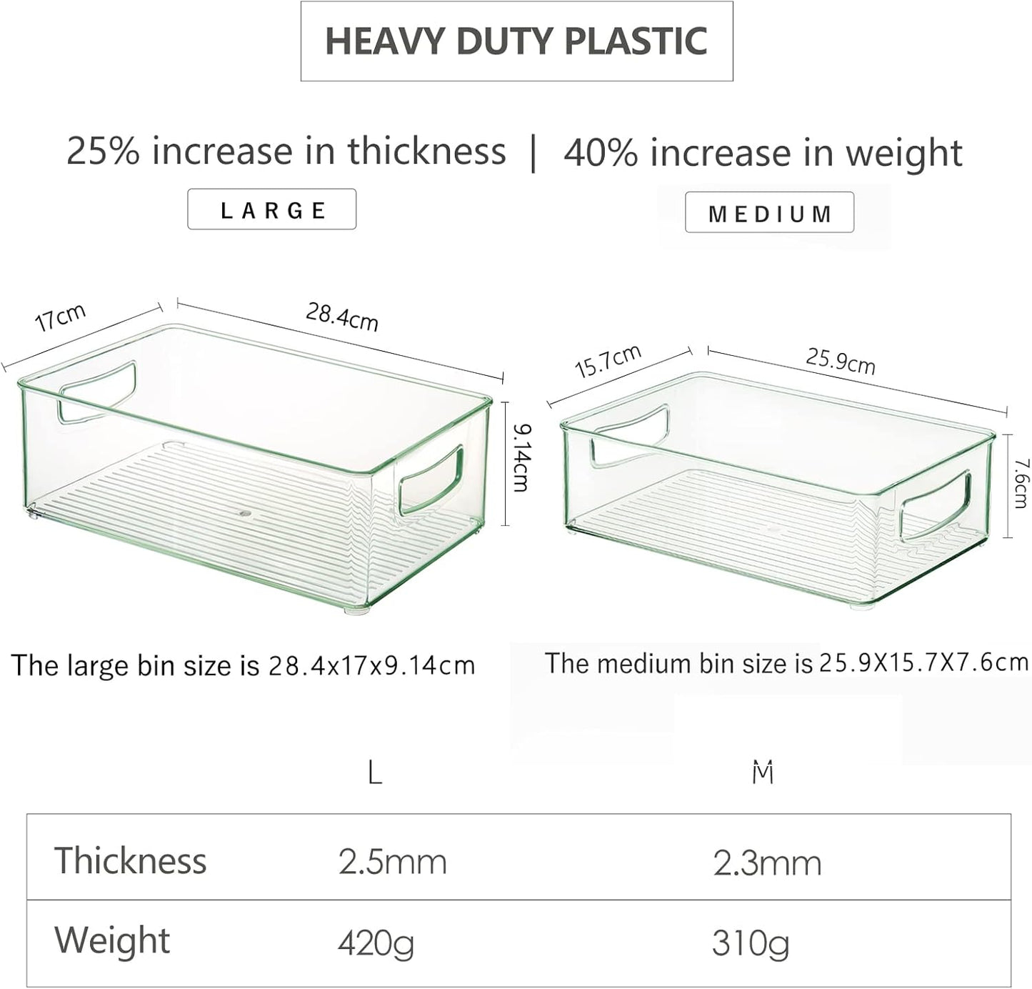 Hudgan Set Of 8 Fridge Organizer Bins, Stackable Plastic Organizer Bins for Fridge Pantry, 4 Large and 4 Small Refrigerator Organizers and Storage - Food Safe, BPA Free