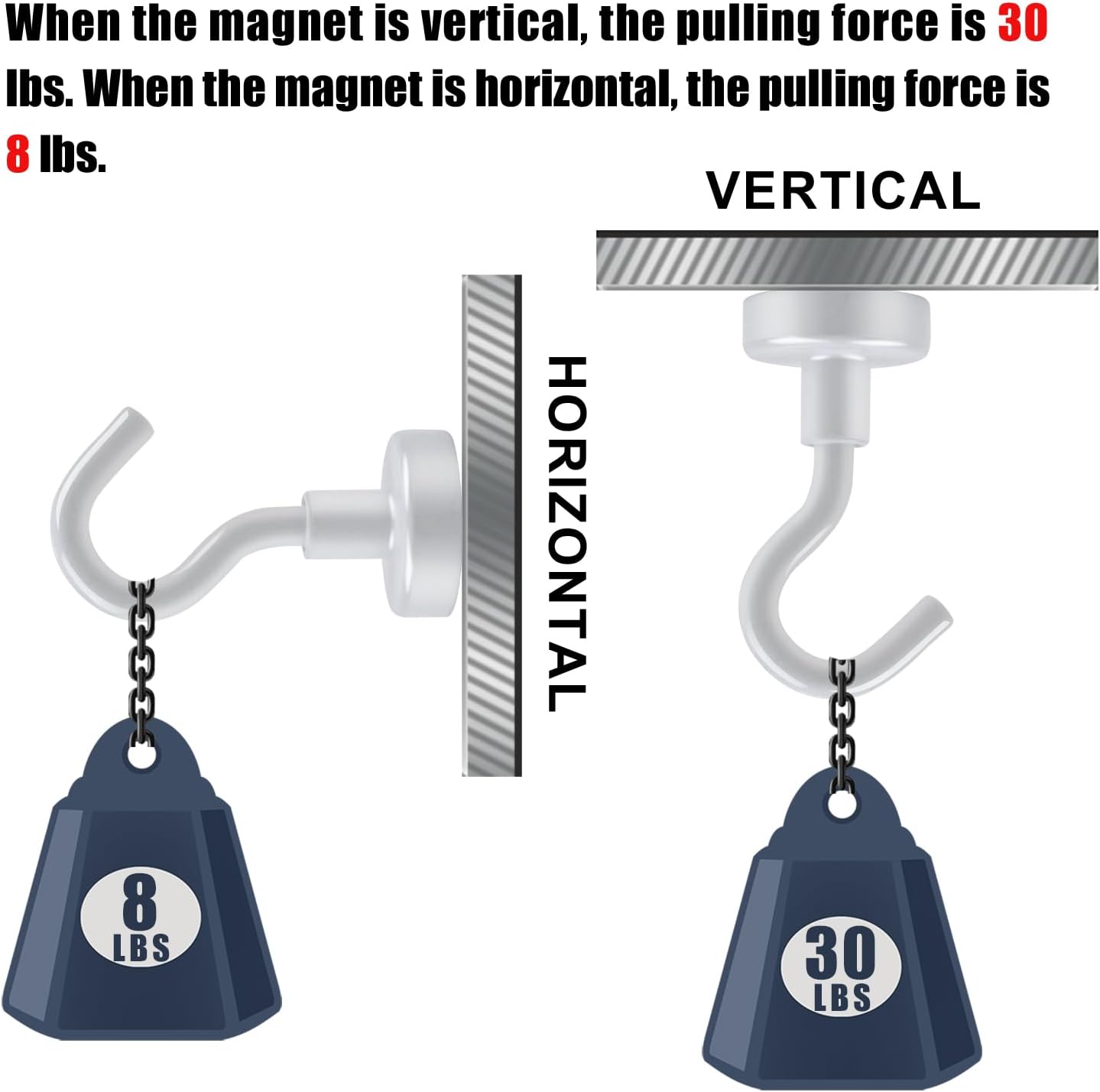 DIYMAG Outdoor Hooks for Hanging String Lights, White Magnetic Hooks Strong 30lbs+ Hanging Party Light Wall Cable 2025 Cruise Cabin Ship Essentials Heavy Duty Strong Magnets for Outside Grill 6PCS