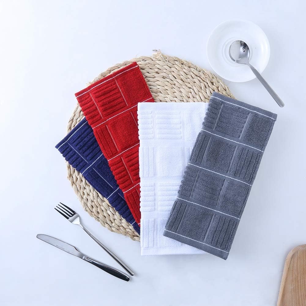 Glynniss Kitchen Dish Cloths for Washing Dishes, Cotton Dish Rags for Drying Cleaning, Pack of 8 Dishcloths (red, 12x12 inches)