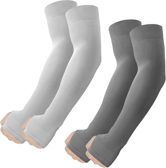 Arm Sleeves with Thumb Hole, Cooling UV Protection Compression Tattoo Cover Up for Men/Women