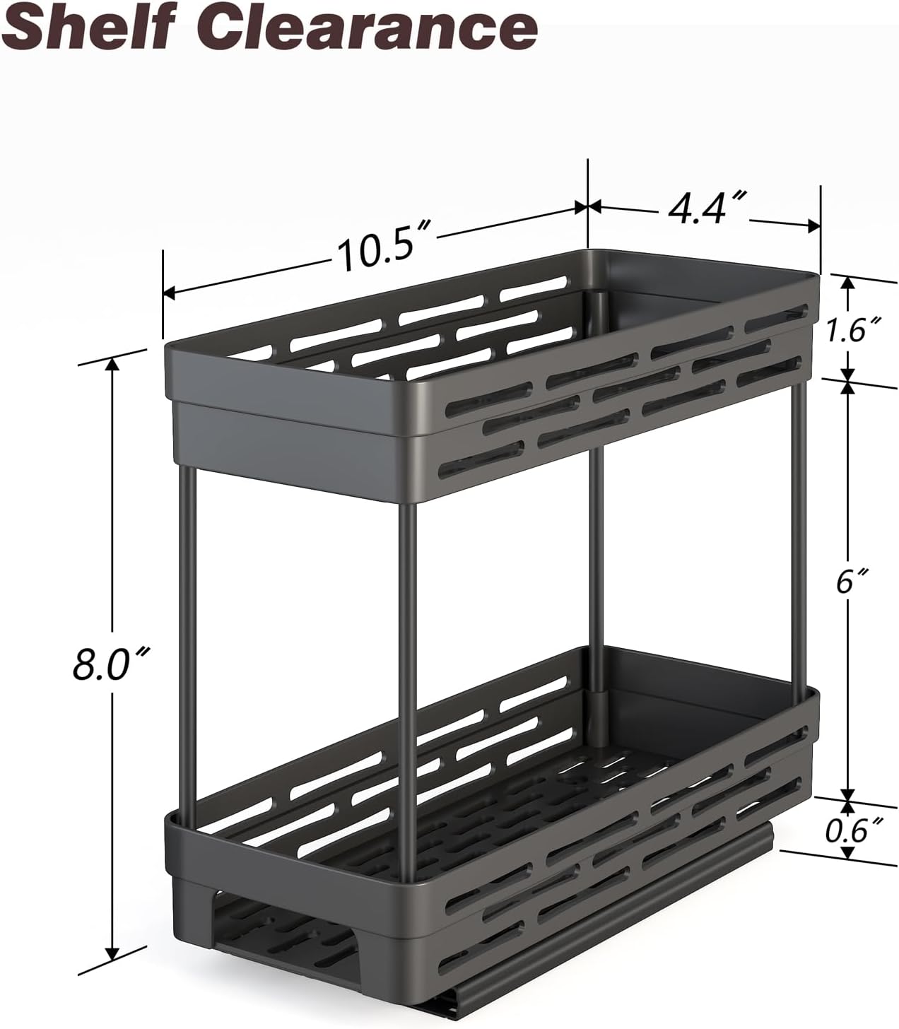 2 Pack Pull Out Spice Rack Organizer for Cabinet, 2Tier Slide Out Spice Racks Organizer, Spice Cabinet Organizers, Cabinet Size Need:12'' Highx11'' Deepx5'' Wide, Upgraded-Black