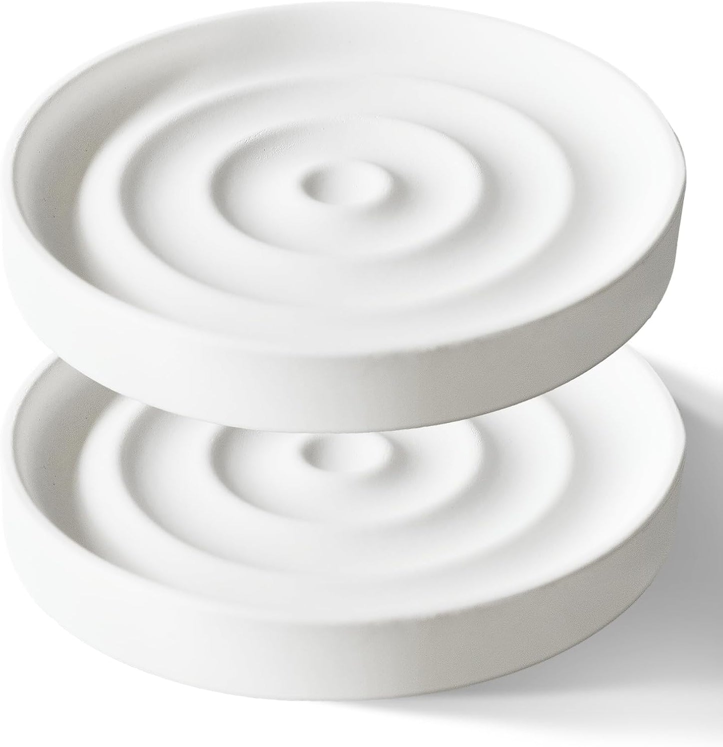 2 Pack Diatomite Soap Dish Holder, Quick Dry Stone Bar Holder, Water Absorbent Bath Dish Holder, Diatomaceous Earth Soap Tray for Hand Soap, Sponge Organizer, White