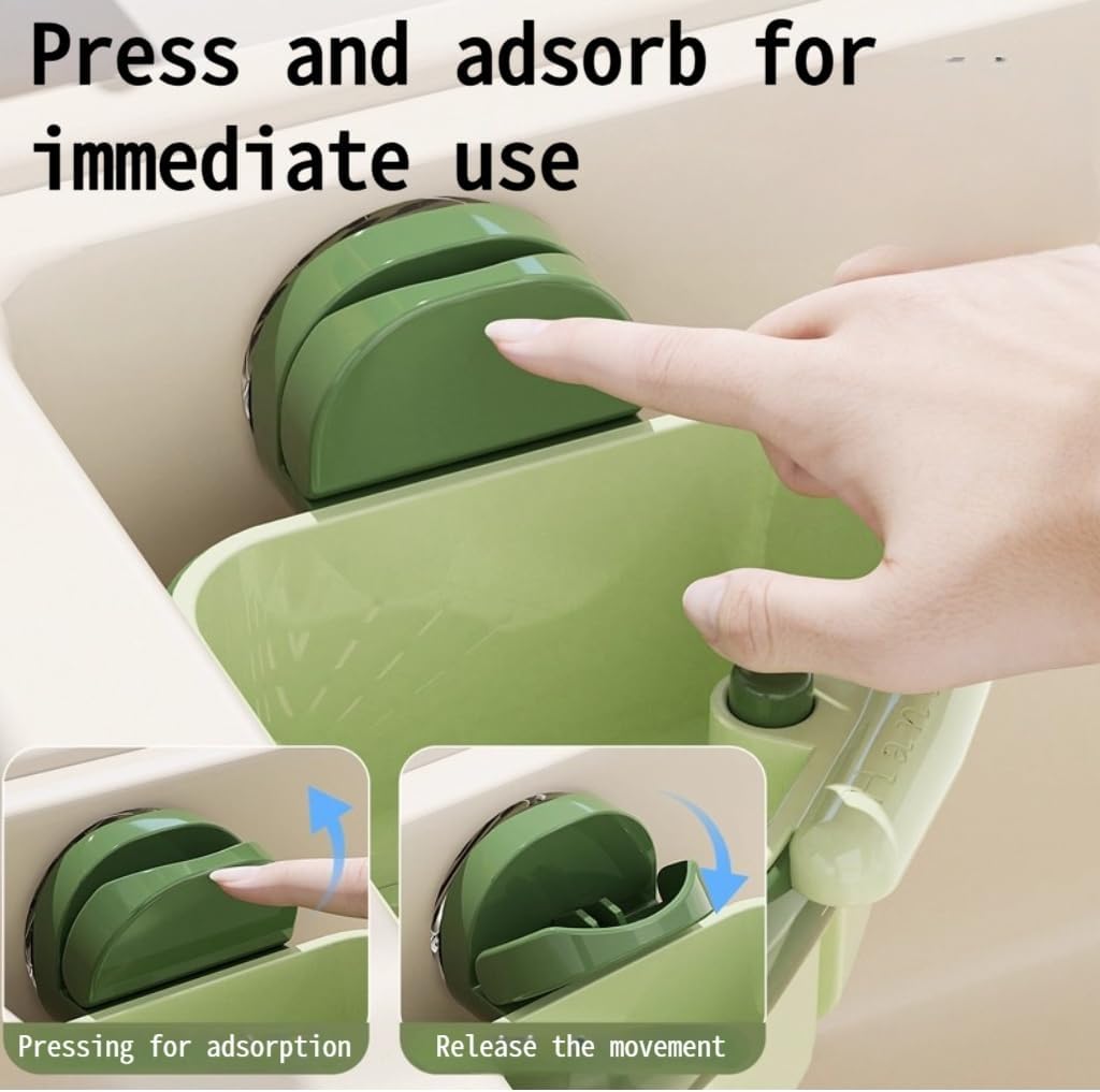 Corner Sink Strainer Basket with Suction Cups, Automatic Dumping Collapsible Food Drainer, Kitchen Sink Food Waste Catcher with Strong Hold Base (Lemon Yellow)