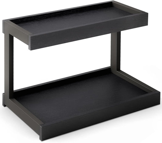 MARTY 2 Tier Spice Rack Organizer for Countertop, 15.8''L Coffee Station/Bathroom Organizer Countertop, Counter Shelf Desktop Storage Organizer for Kitchen, Bedroom, Office (Black)