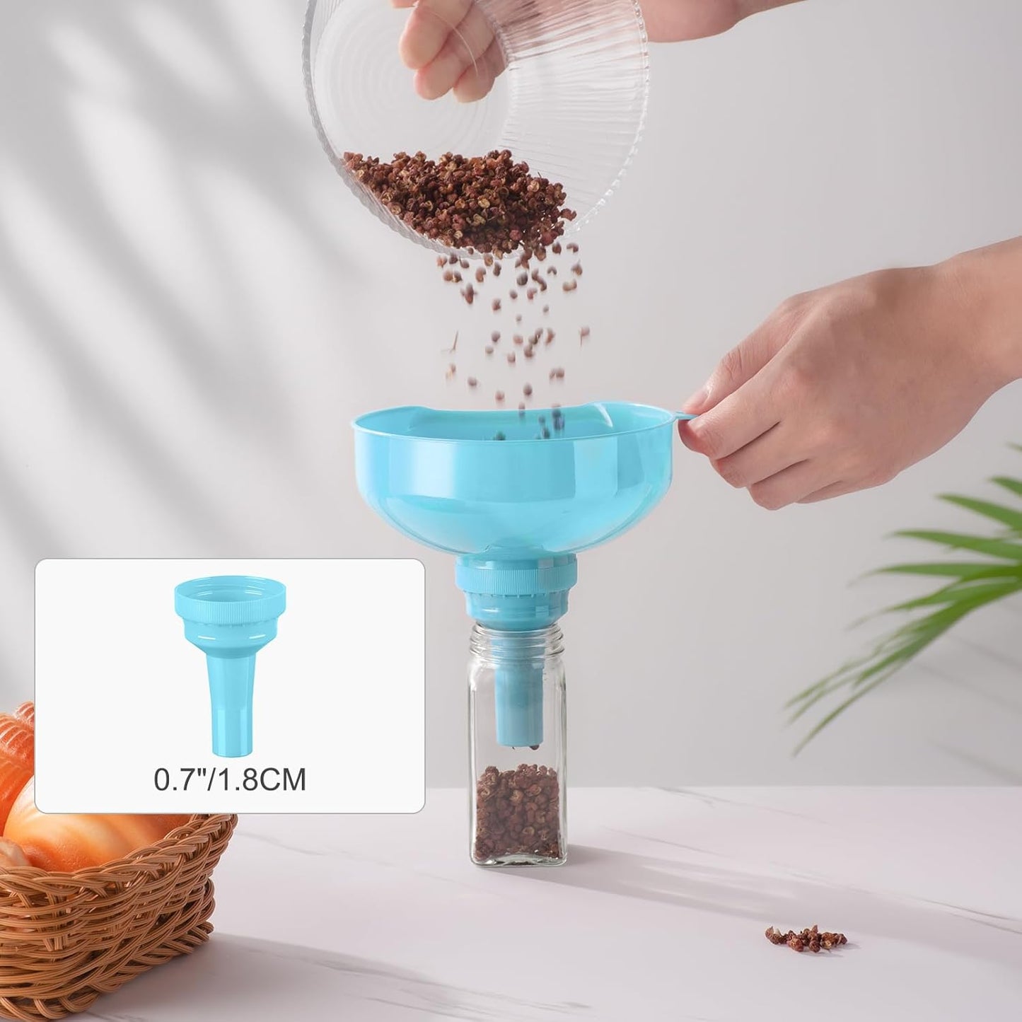 Pisol Wide Mouth Funnels for Kitchen Use, Versatile Food Grade Funnels for Filling Bottles, Plastic Cooking Funnel Set with Strainer, Large Long Neck Funnel for Canning, Mason Jar, Shampoo, Liquids