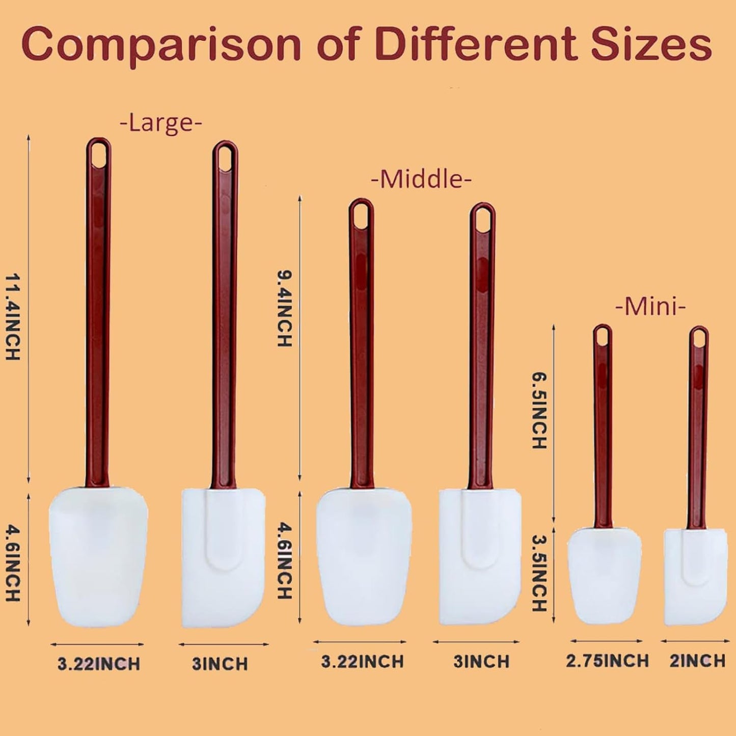 13.5 INCH Silicone Spatulas Heat Resistant Heavy Duty Rubber Spatulas Commercial Spatulas Set for Kitchen Use Silicone Cooking Utensils Sets of 2