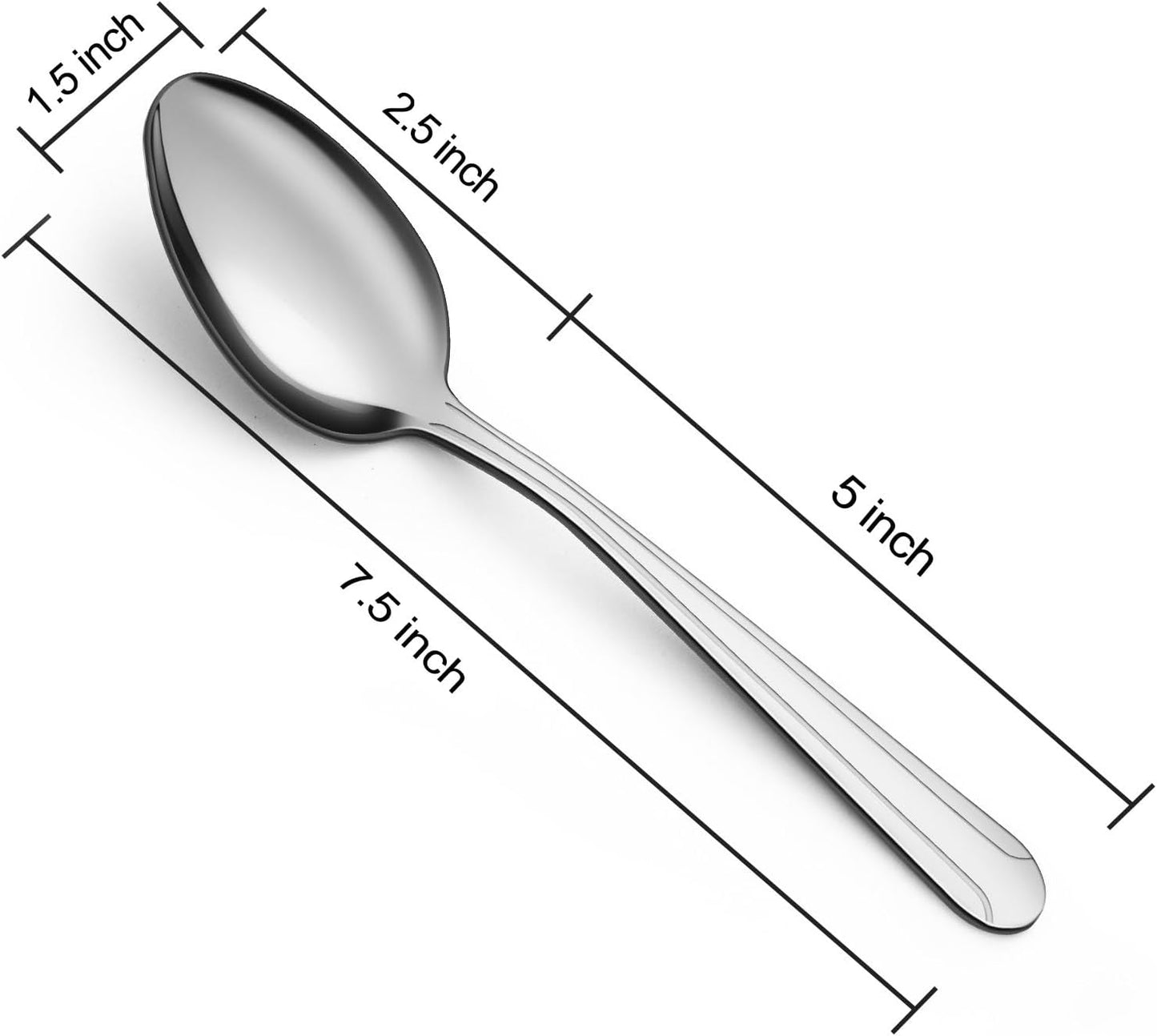 BEWOS 24 Pieces Spoons Set, 7.5 Inchs Spoons Silverware, Stainless Steel Spoons, Dinner Spoons, Mirror Polished Tablespoons, Dishwasher Safe, Silver Spoons for Home, Restaurant