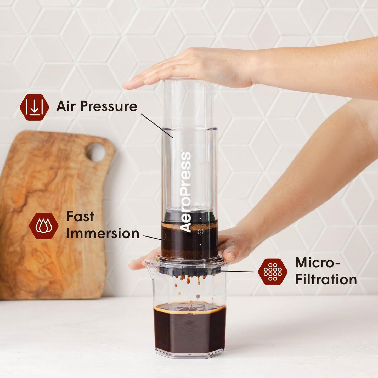 AeroPress Clear XL Coffee Press – 3 in 1 Brew Combines French Press, Pourover, Espresso, Full bodied smooth coffee without grit or bitterness, Portable Coffee Maker for Home, Office, Camping & Travel