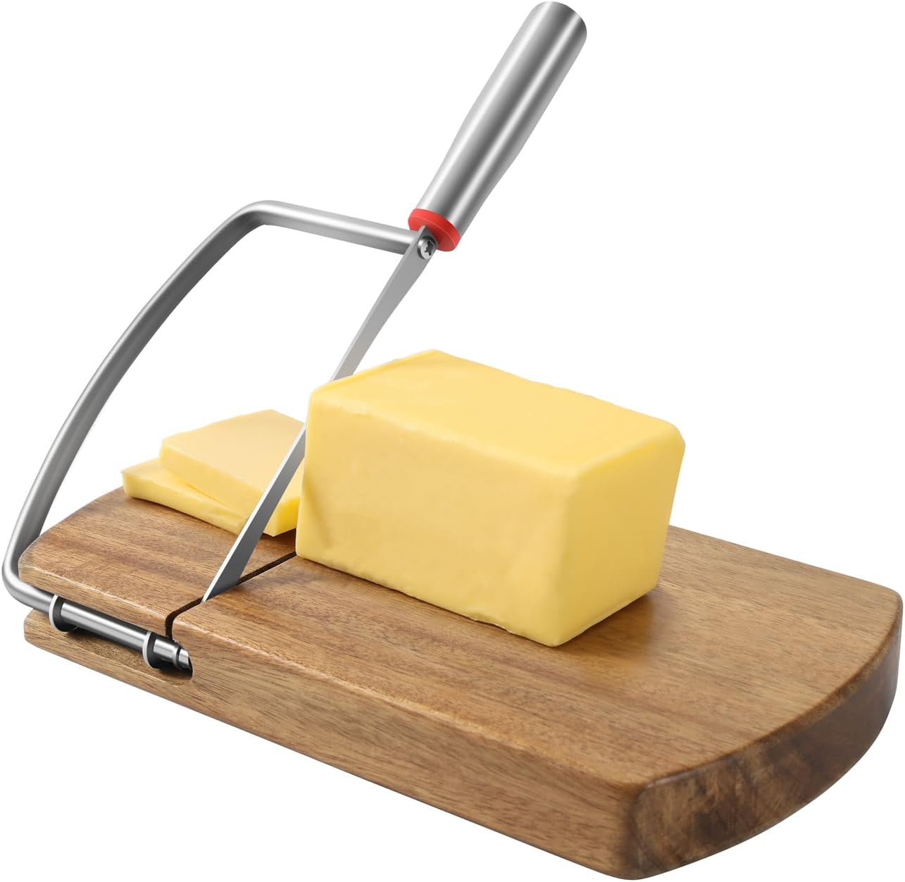 Multipurpose Cheese Slicer Cutter, Acacia Wood Cheese Slicers Board with Blade for Block Cheese, Effortless Slicing, Guillotine Sausage Ham Biltong Jerky Slicer