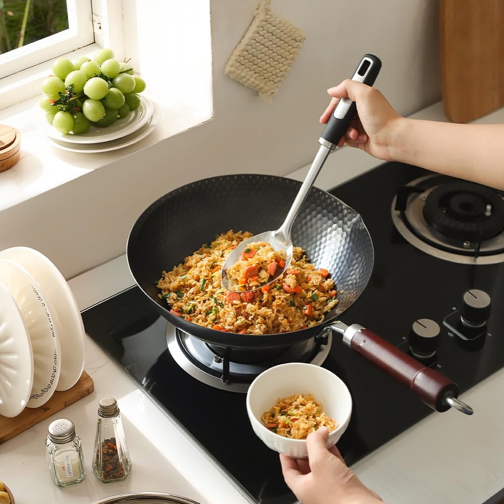 3-Piece,Stainless Steel Serving spoons set with Slotted Spoon-Serving Spoon and Perforated Spoon, soup ladle,kitchen cooking serving utensils set cooking spoon