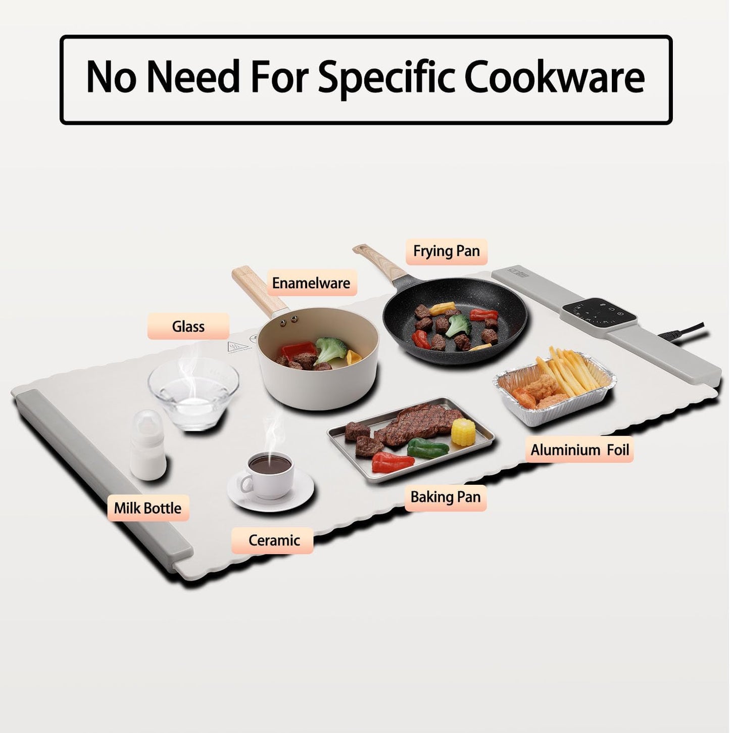 Electric Warming Tray,Food Warming Mat with 5 Temperature Settings,Rollable & Portable Silicone Fast Heating Tray Food Warmer For Parties,Restaurants,Buffet,Sabbat,Home Everyday Use(Cream)