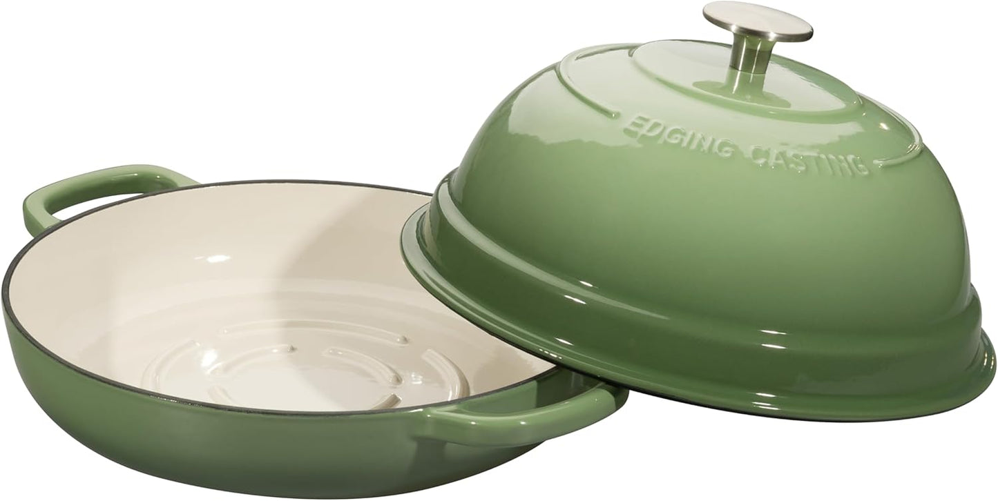 Enameled Cast Iron Dutch Oven Pot with Lid, Round Bread Oven for Homemade Sourdough Bread Baking, 6 Quart, Pistachio Green
