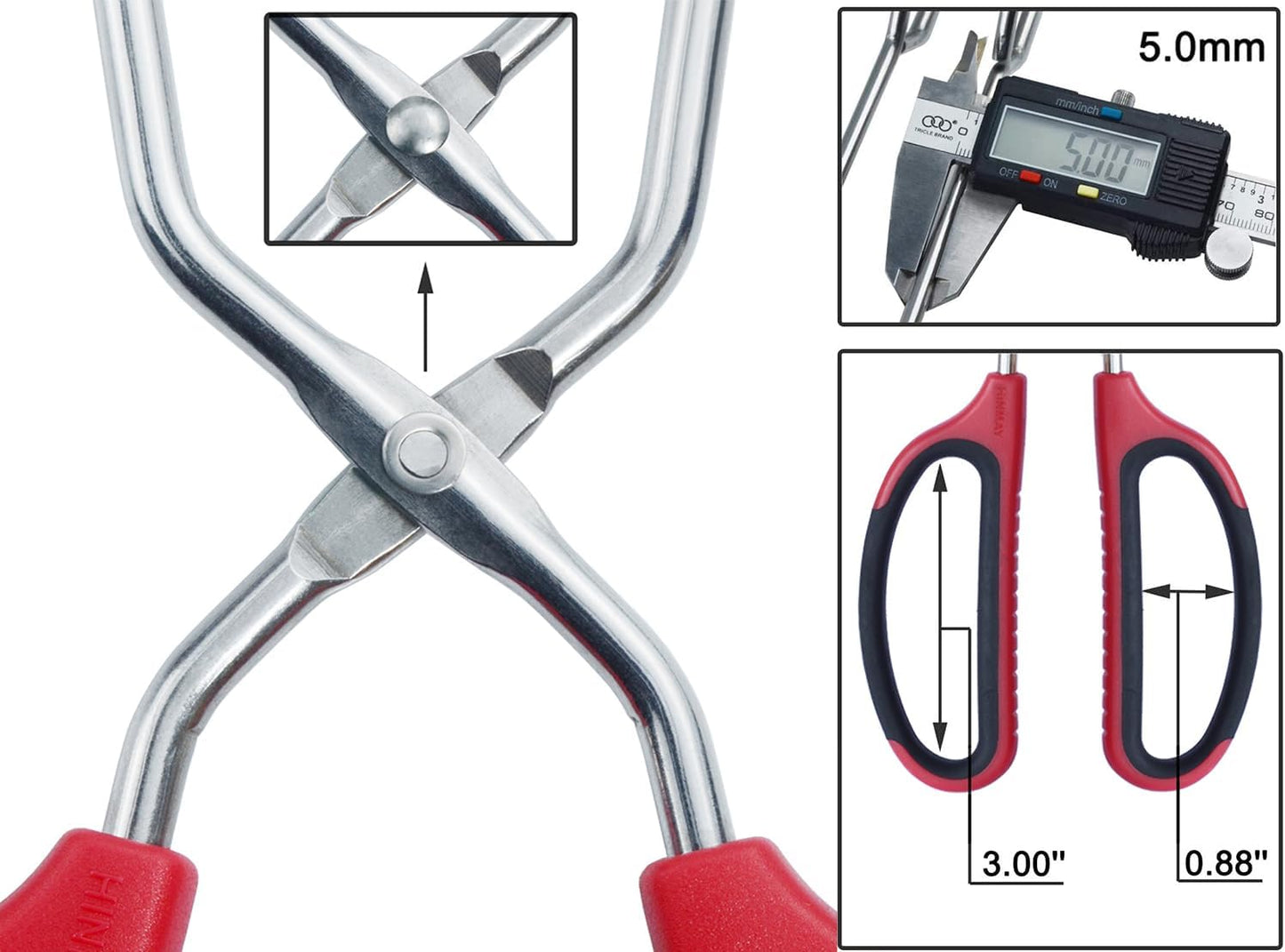 HINAMY Stainless Steel Scissor Tongs with Comfort-Grip Handle 13-Inch, Set of 2