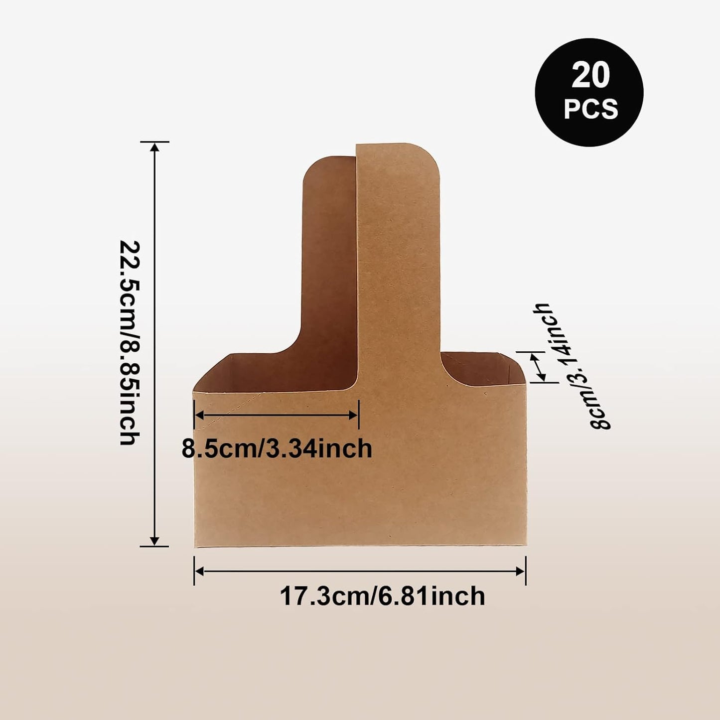 2 Cup Drink Carrier With Handle, 20 Pack Kraft Paperboard Handled Drink Carriers for Hot or Cold Drinks, Disposable Cup Holder Paper Cup Holder for Restaurants Food Delivery, Takeout