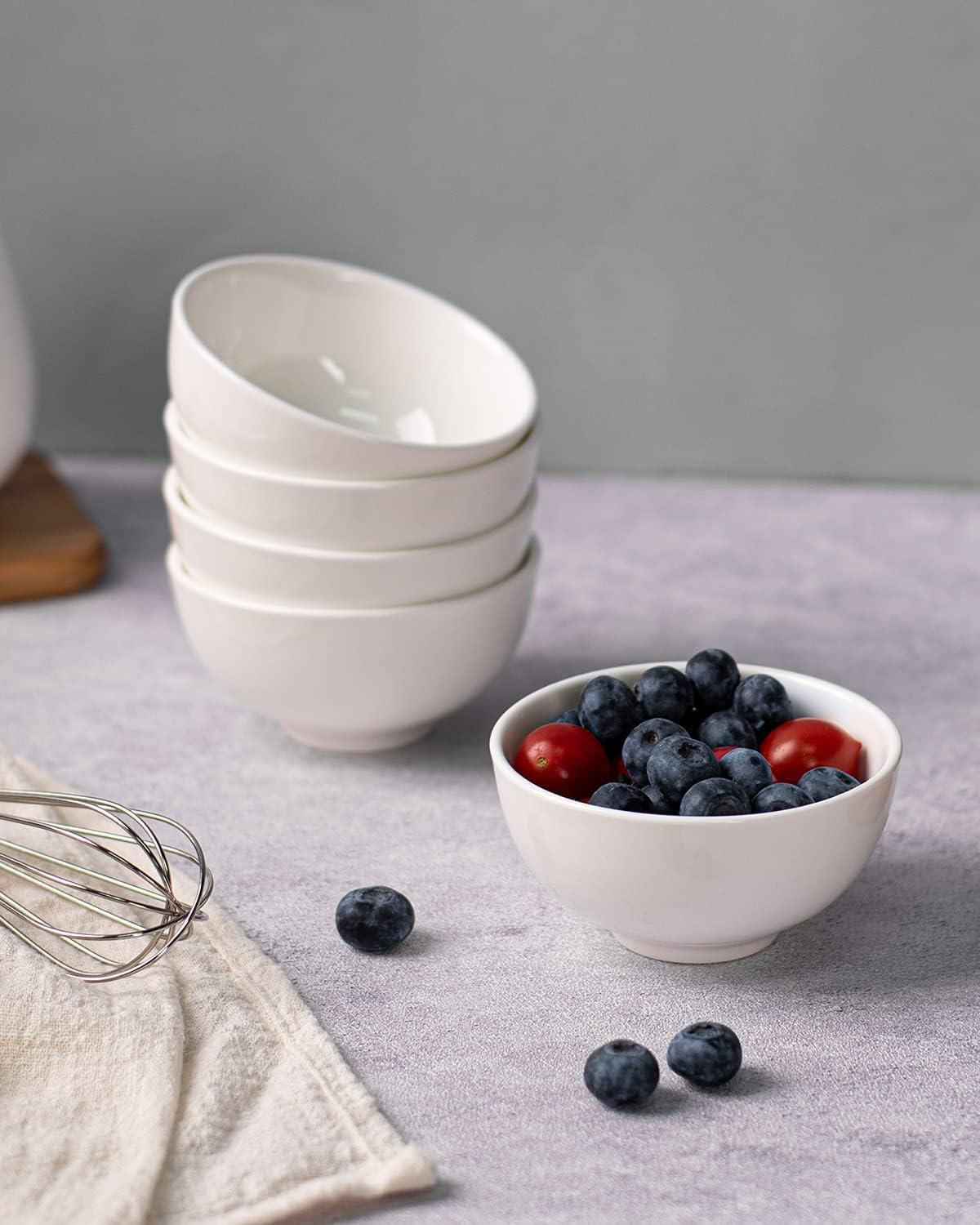DELLING Soy Sauce Dish Ceramic 4oz Dipping Bowls - White Porcelain Dip Bowls, Set of 6