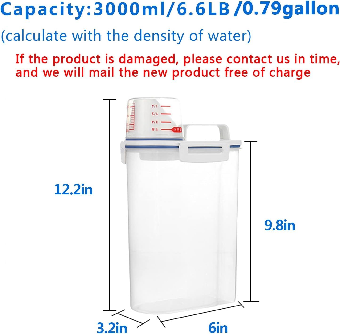 2 set 3-5 LB Rice Storage Bin Flour Cereal Containers Dispenser with BPA Free + Measuring Cup + Pour Spout - Perfect for Rice Flour Baking Supplies Pet Dog Food Storage
