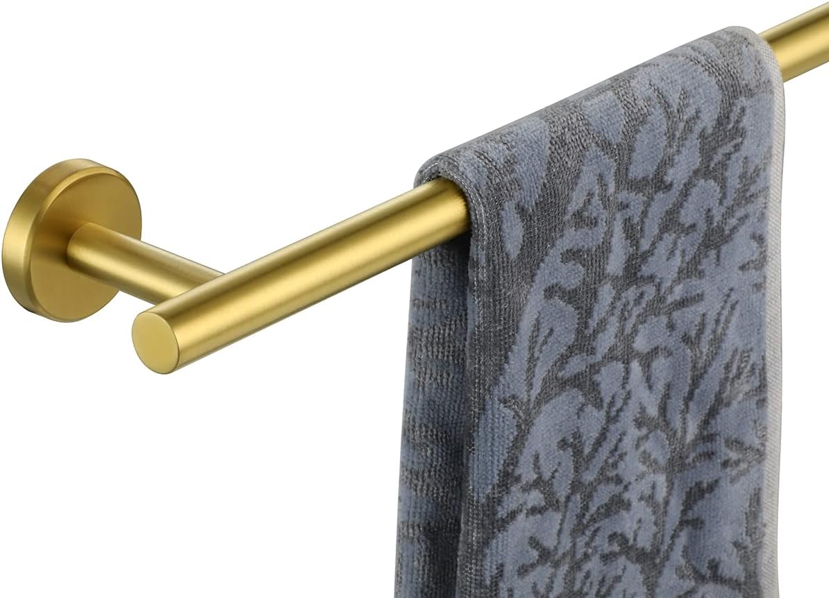 JQK Bathroom Towel Bar, Brushed Gold 12 Inch 304 Stainless Steel Thicken 0.8mm Towel Rack, Towel Holder Wall Mount, Useable Length 9 Inch TB110L9-BG