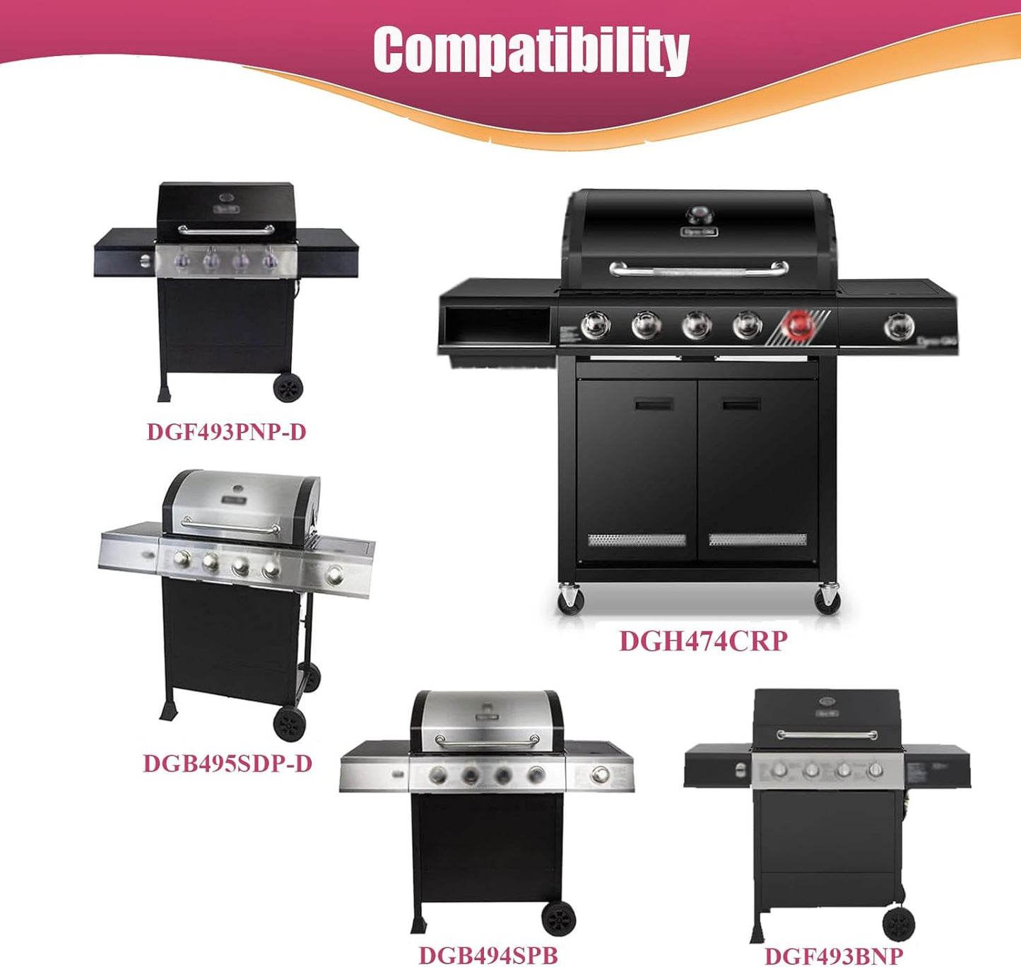 Cast Iron Grill Grates for Dyna glo DGH474CRP DGH483CRP DGF493BNP DGF493PNP-D DGB495SDP DGB495SDP-D DGB493SPB DGB463CNP DGB494SPB 70-01-911 70-02-656, Cooking Grate Replacement Part, 3 pieces