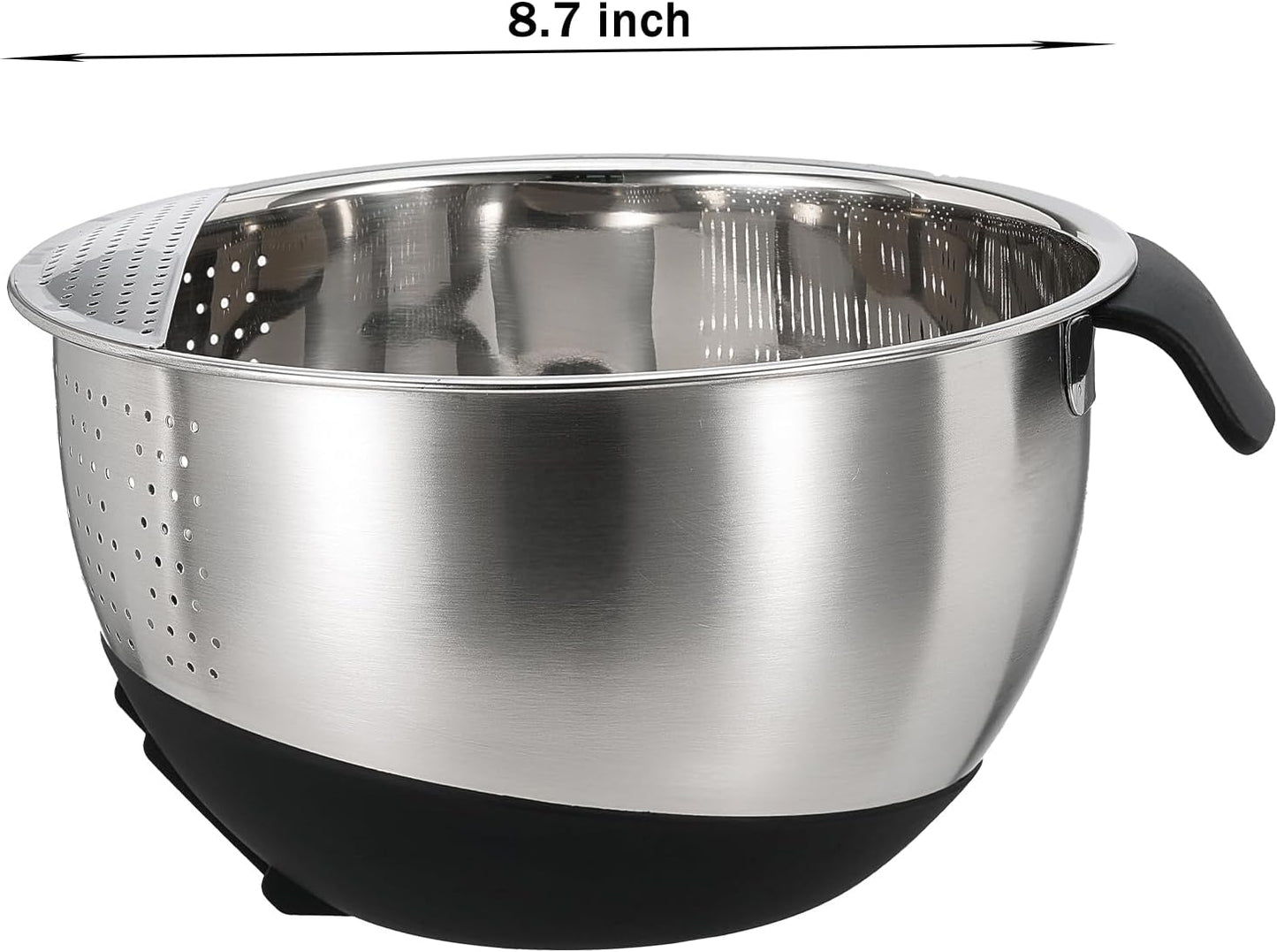 Rice Washing Bowl with Strainer Quinoa Washer Bowl, Stainless Steel Side Drainers Colander for Cleaning Fruits, Vegetables, and Beans - Versatile Kitchen Tool